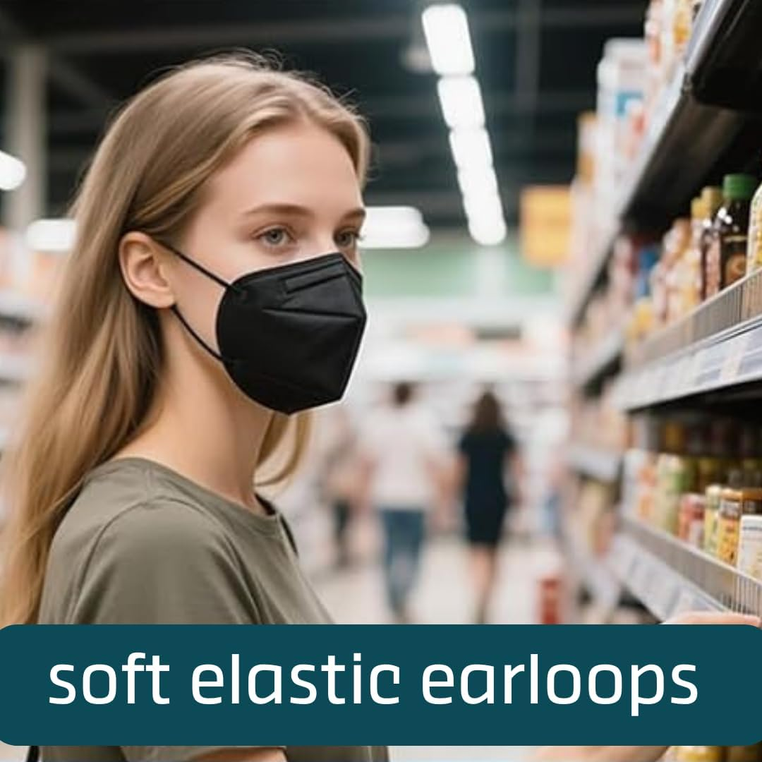 Shield Right KN95 Face Masks 10 Pack &ndash; Individually Wrapped 5-Ply Disposable Masks | N95 P2 Equivalent | Black or White | Comfortable, Breathable, Latex-Free image number 1