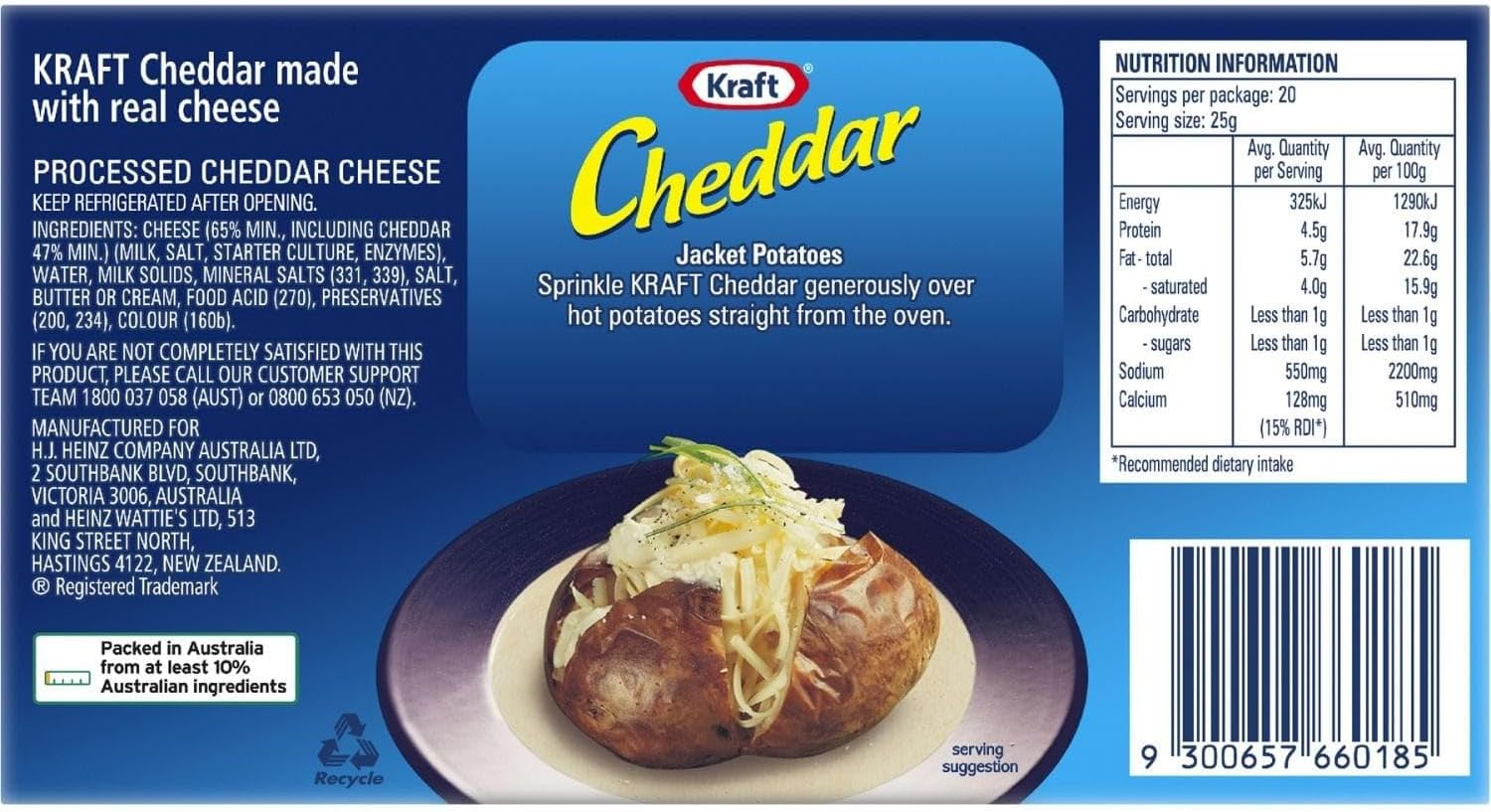 Kraft Cheddar Block Cheese 500 G