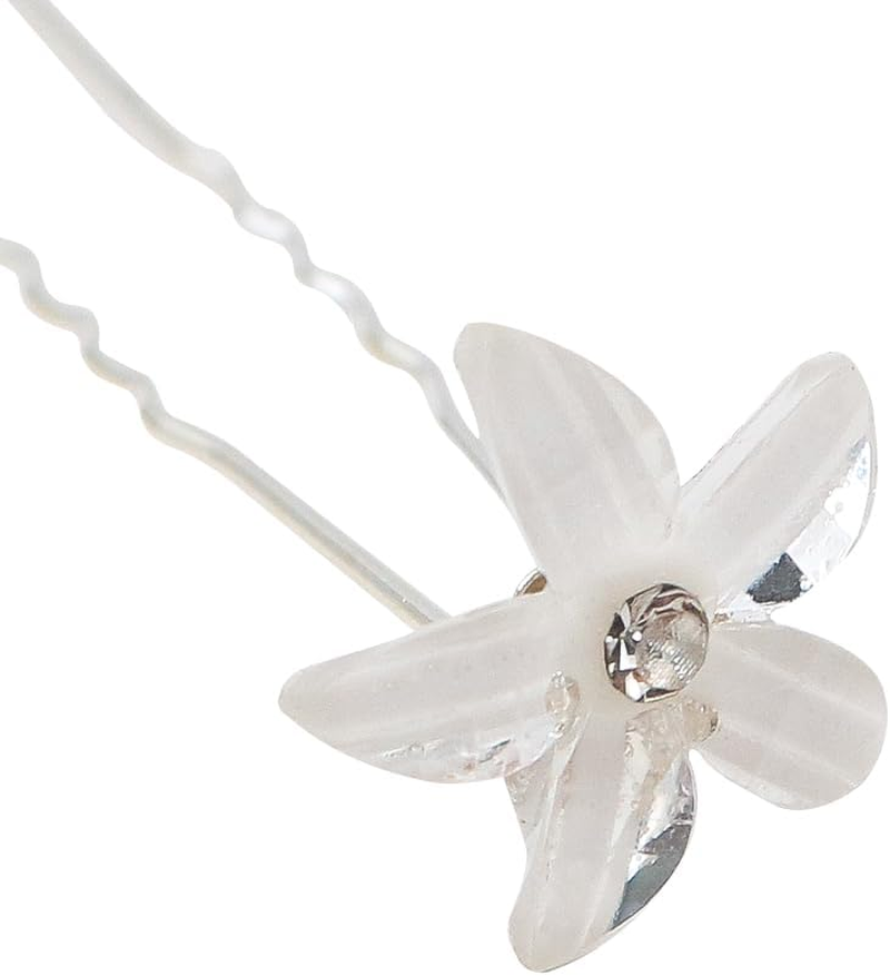 Ieron 30 Pieces Wedding Crystal Hair Pins Wedding Bridal U Shaped Hair Pins with Rhinestones Pearls and Flowers Hair Clips for Women and Girls