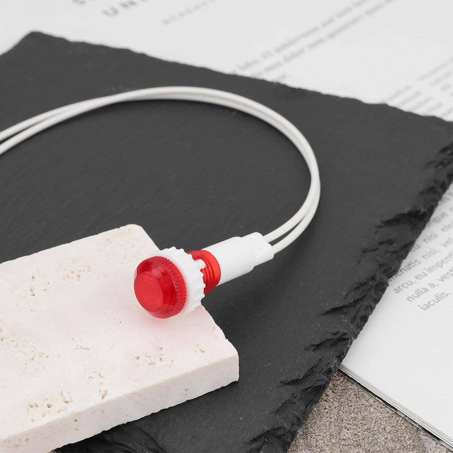 Ecsing 10PCS Red Neon Indicator Lamps 6W 220-240V Mounting Hole 10Mm 36.1X12.7Mm Wire Length 20Cm Neon Warning Lamps for Automotive and Marine Equipment image number 4