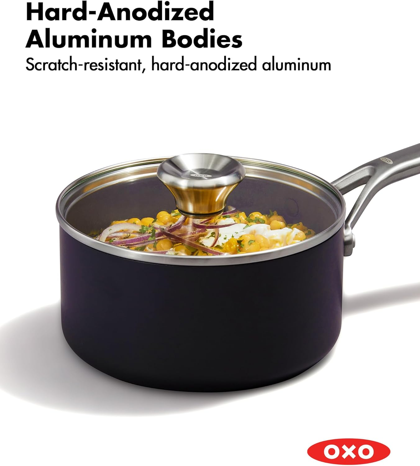 OXO Professional Pfas-Free Non Stick Hard Anodized Induction Suitable, 4-Piece Saucepan Set, 1.7QT and 2.3QT, Black image number 1