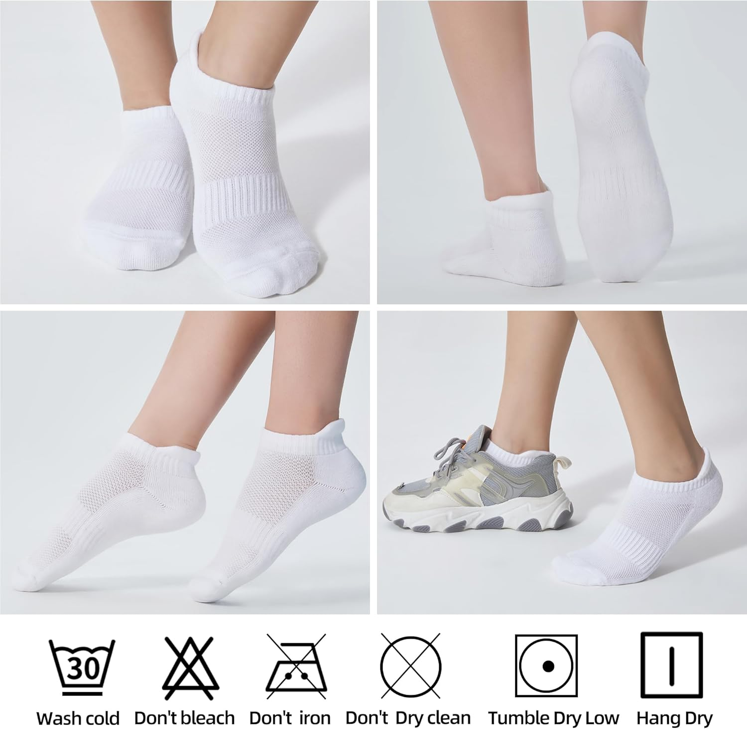 ATBITER 6 Pairs Women'S Ankle Running Socks Cushioned Low Cut Tab Athletic Socks image number 3