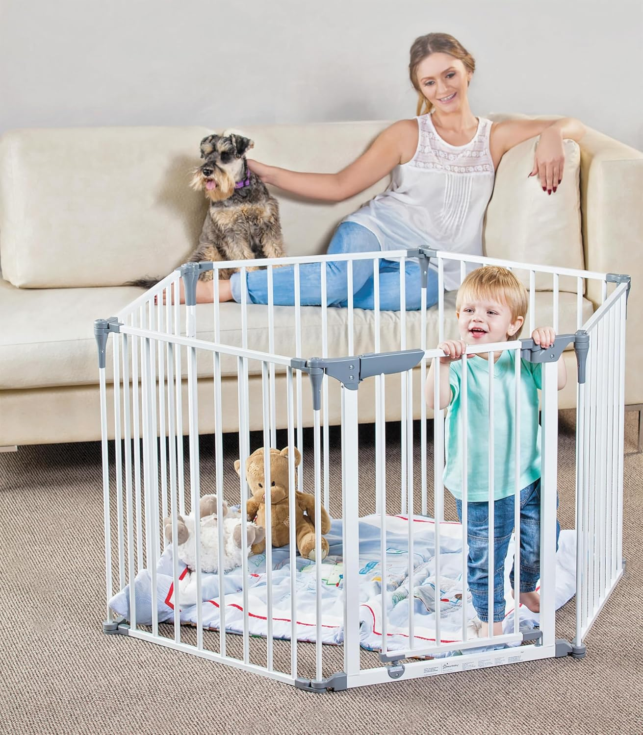 Dreambaby Royale Converta 3-In-1 Converta Play-Pen Gate Baby Safety Gate - with 6 Configurable Panels - Fits Opening up to 3.8M Wide & 74Cm Tall - White - Model F849 - Charcoal image number 3