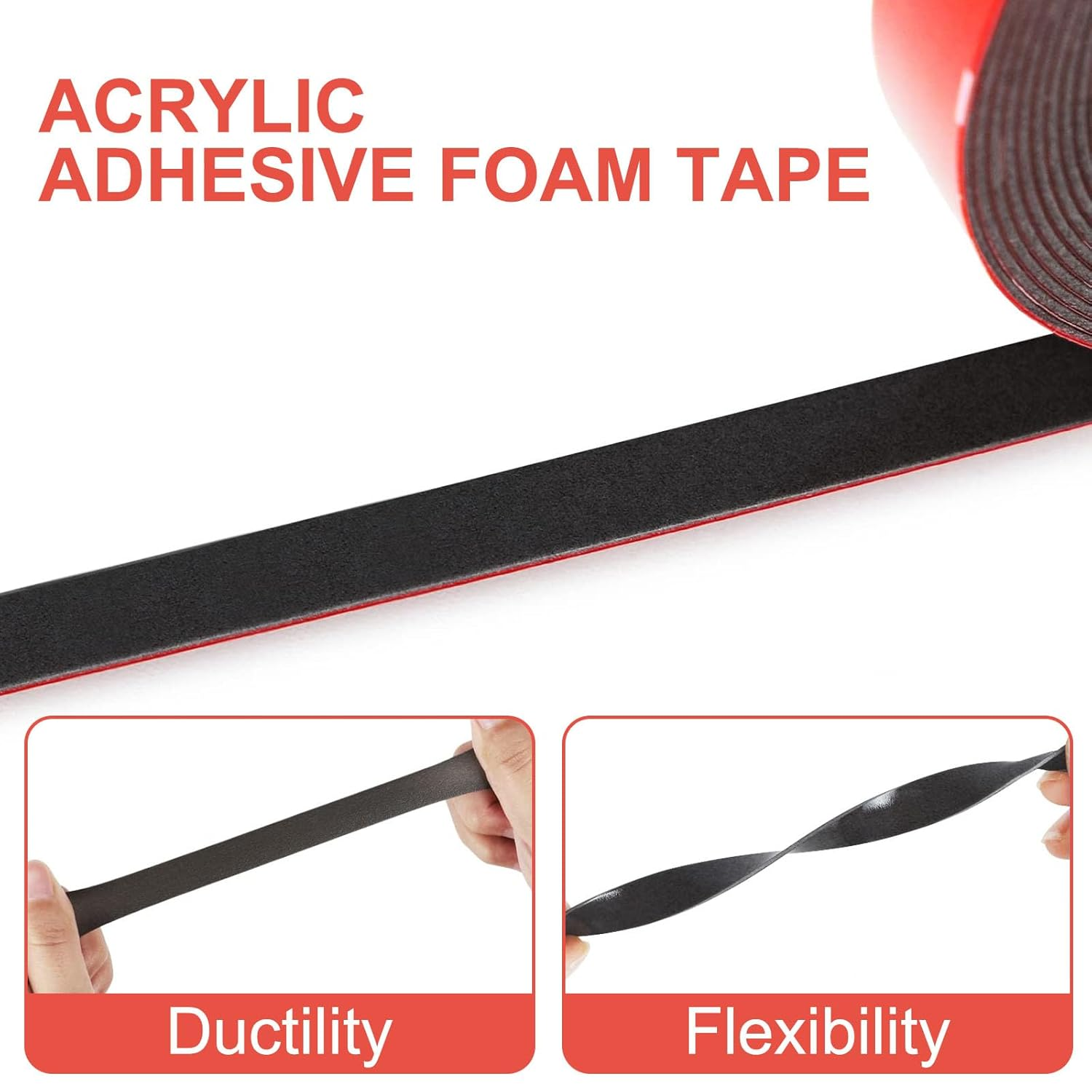 Double Sided Tape 3M Heavy Duty &ndash; 9.8 FT X 0.24" (3M X 6Mm) Strong Foam Mounting Tape, 0.03" Thick 3M Adhesive, Waterproof & High Hold for Walls, Automotive, Home & Office Decor (Pack of 2) image number 3