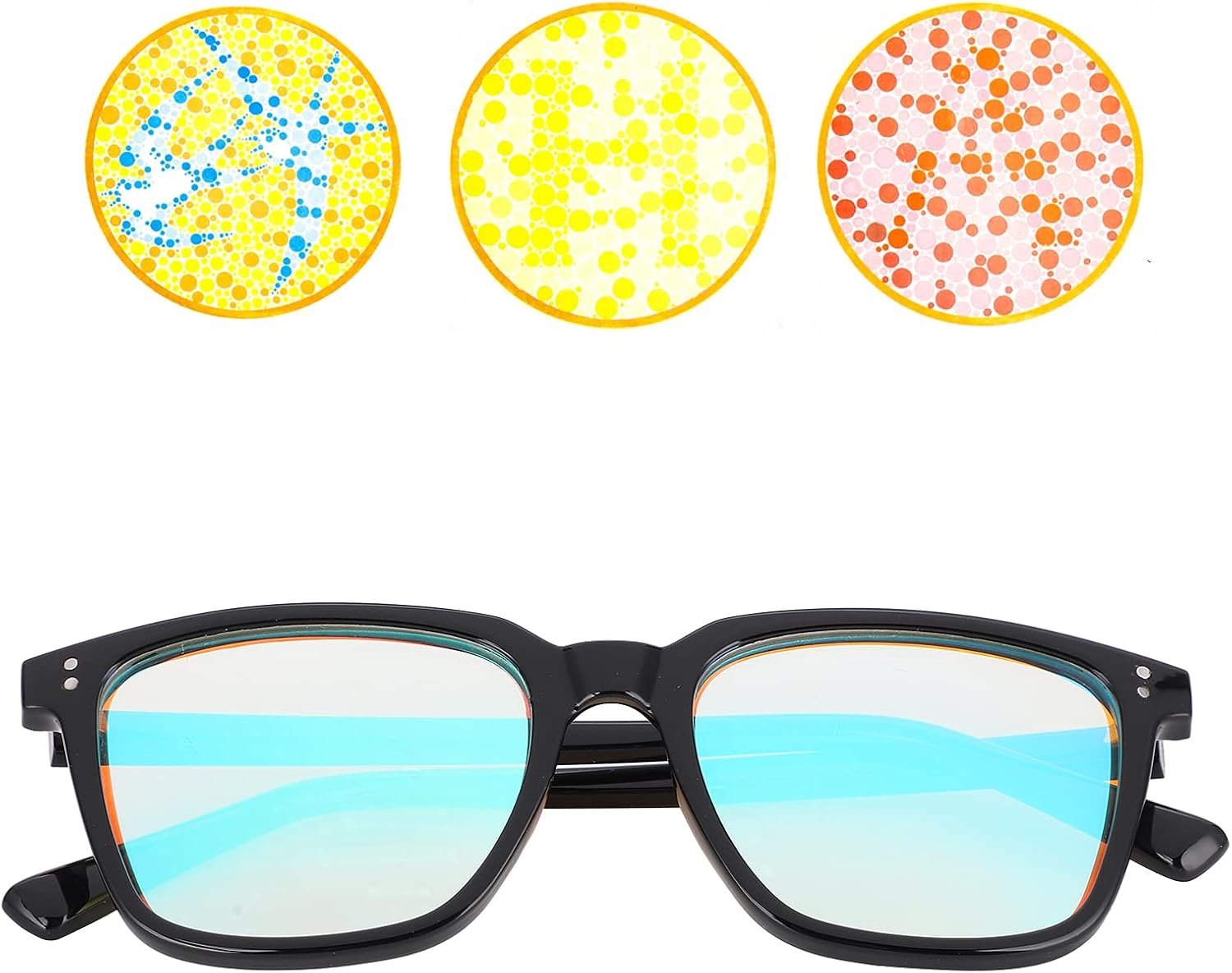 Color Blind Glasses, Full Frame UV400 Waterproof Red Green Colorblind Glasses, Colorblindness Correction Glasses for Men/Women, High Contrast Blind Correcting Glasses with Storage Case