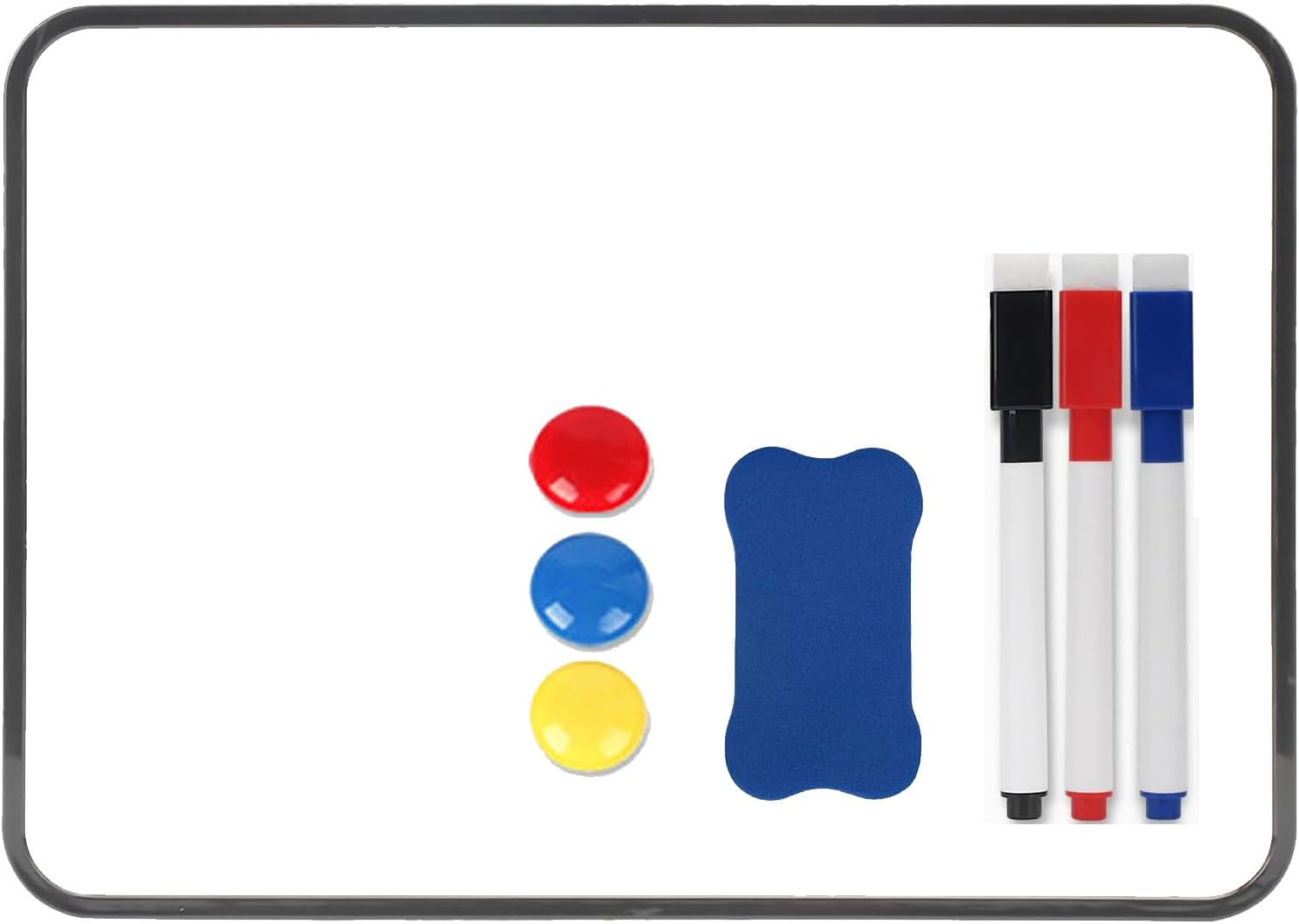 Mini Magnetic Whiteboard, 21 X 30 Cm Small White Board, A4 Desktop Dry Erase Board, Portable Double-Sided Dry Erase Board with Marker and Board Eraser, for Office,School & Home (Black)