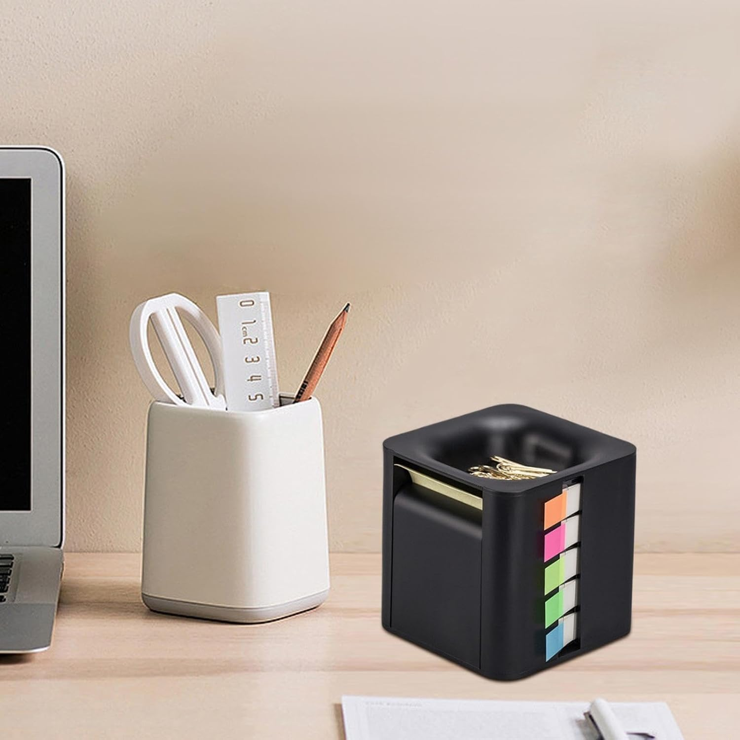 Cube Sticky Note Holder, 4-In-1 Memo Organizer, Pop-Up Note Dispenser, Colorful Index Stickers, Paper Notepad Organizer, Desk Memo Holder, Sticky Note Storage Box, Convenient Note Holder image number 5