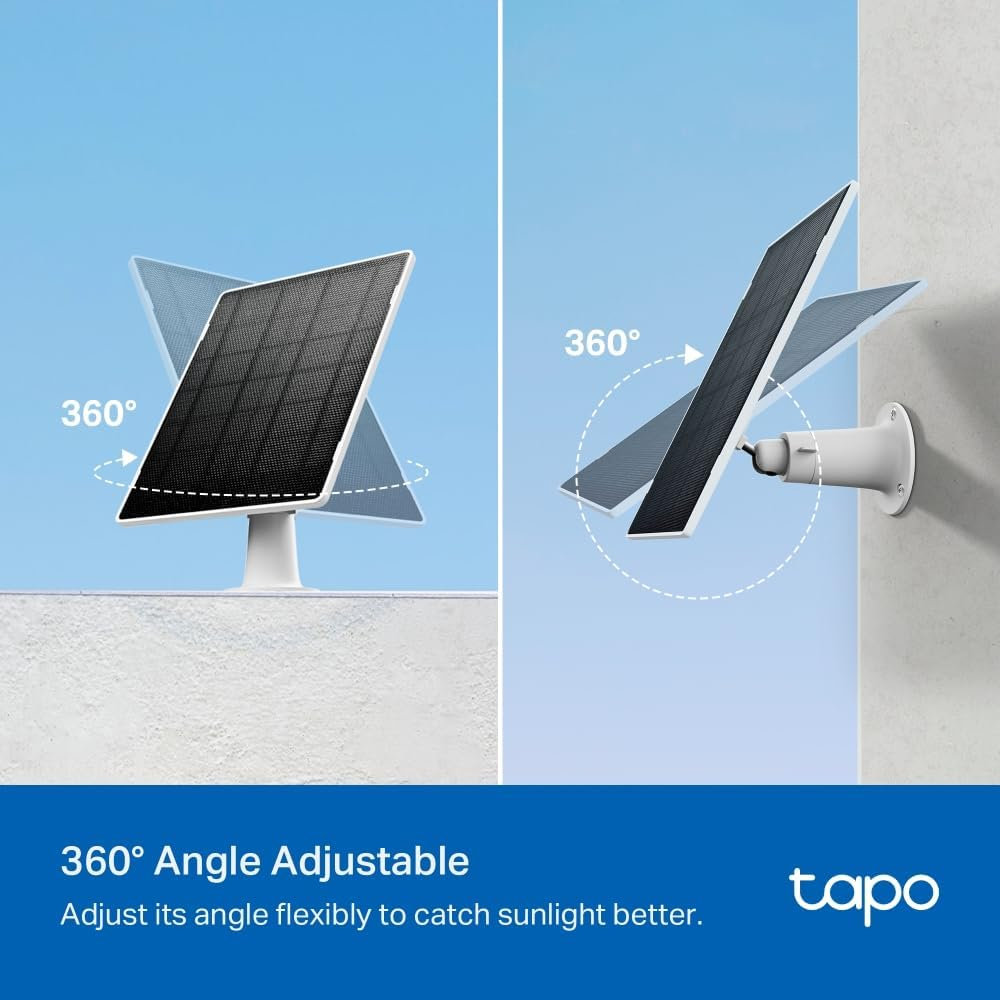 Tp-Link Tapo Solar Panel, Standalone Mounting Bracket, Flexible Installation Options, Non-Stop Power Supply, Angle Adjustment, 4M Charging Cable, IP65, Compatible with Tapo Battery Camera (Tapo A202) image number 3