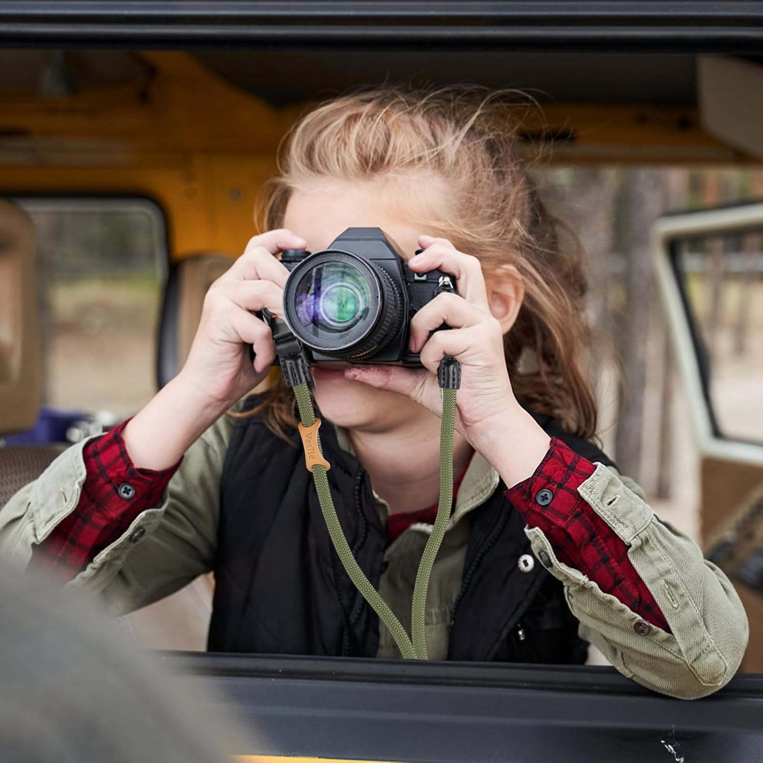 Yplonon Camera Strap with Quick Release - Climbing Rope Camera Strap, Carry Strap for Camera, Shoulder Strap & Wrist Strap for Nikon, Sony, Fuji, DSLR & Compact Cameras - round Rope Green image number 5