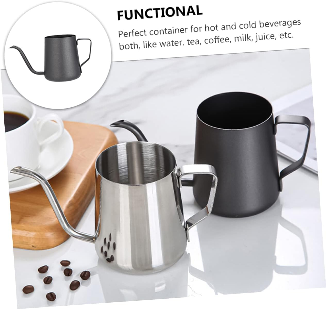 LABRIMP Stainless Steel Pot Espresso Pot Home Supply for Hand Brew Coffee Maker Capacity Long Nose Spout for Easy Use for Home Brewing and Daily Use image number 2