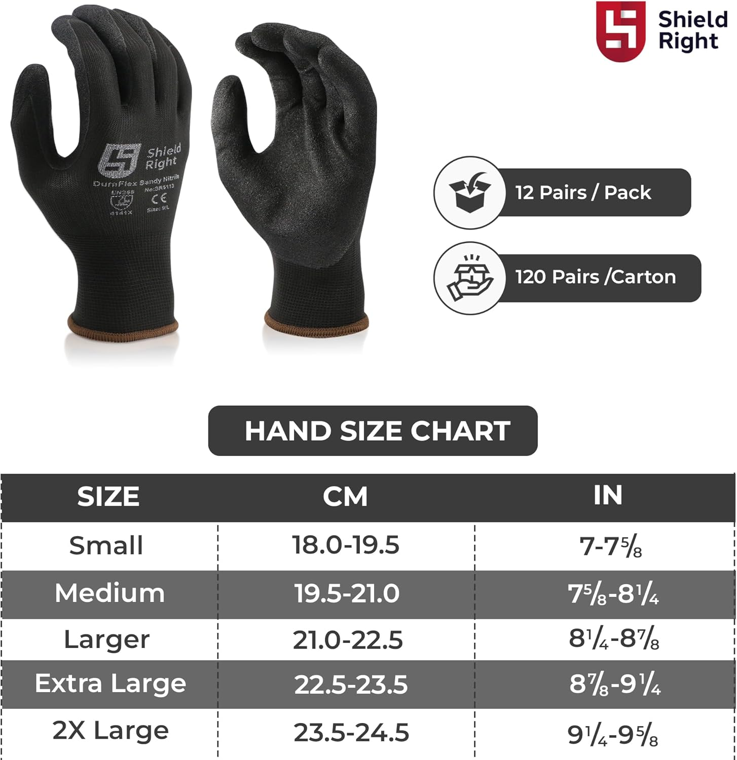 Duraflex Sandy Nitrile Work Gloves,13 Gauge Black Nylon,12 Pairs, Heavy Duty Grip, Comfort Fit, Protective & Durable, Breathable & Cool, Machine Washable image number 6