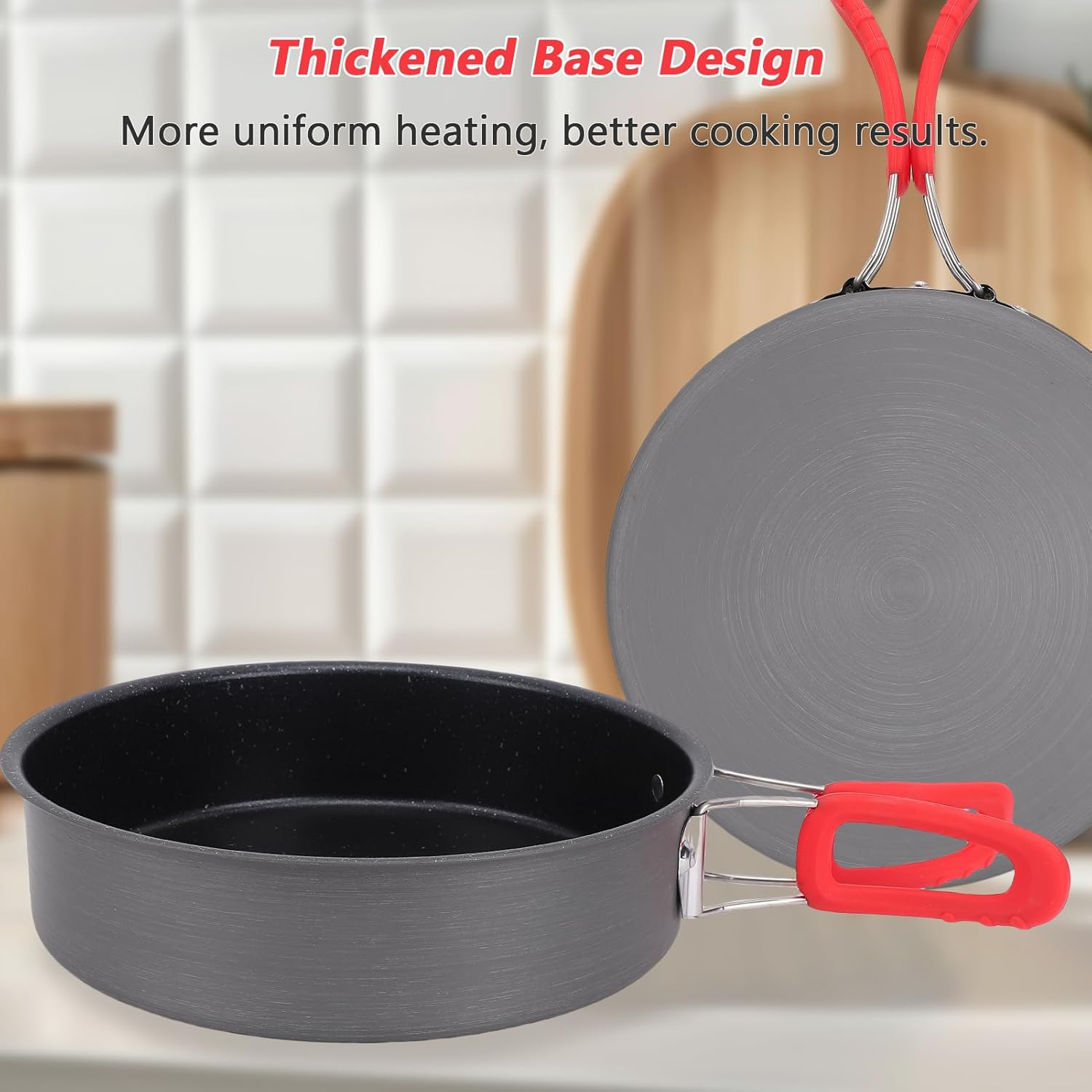 Camping Frying Pan 8Inch Non-Stick Fry Pan Quick Heating Omelet Maker Lightweight Foldable Handle with Thickened Bottom for Gas Ceramic Electric Induction Outdoor Cooking Hiking image number 1