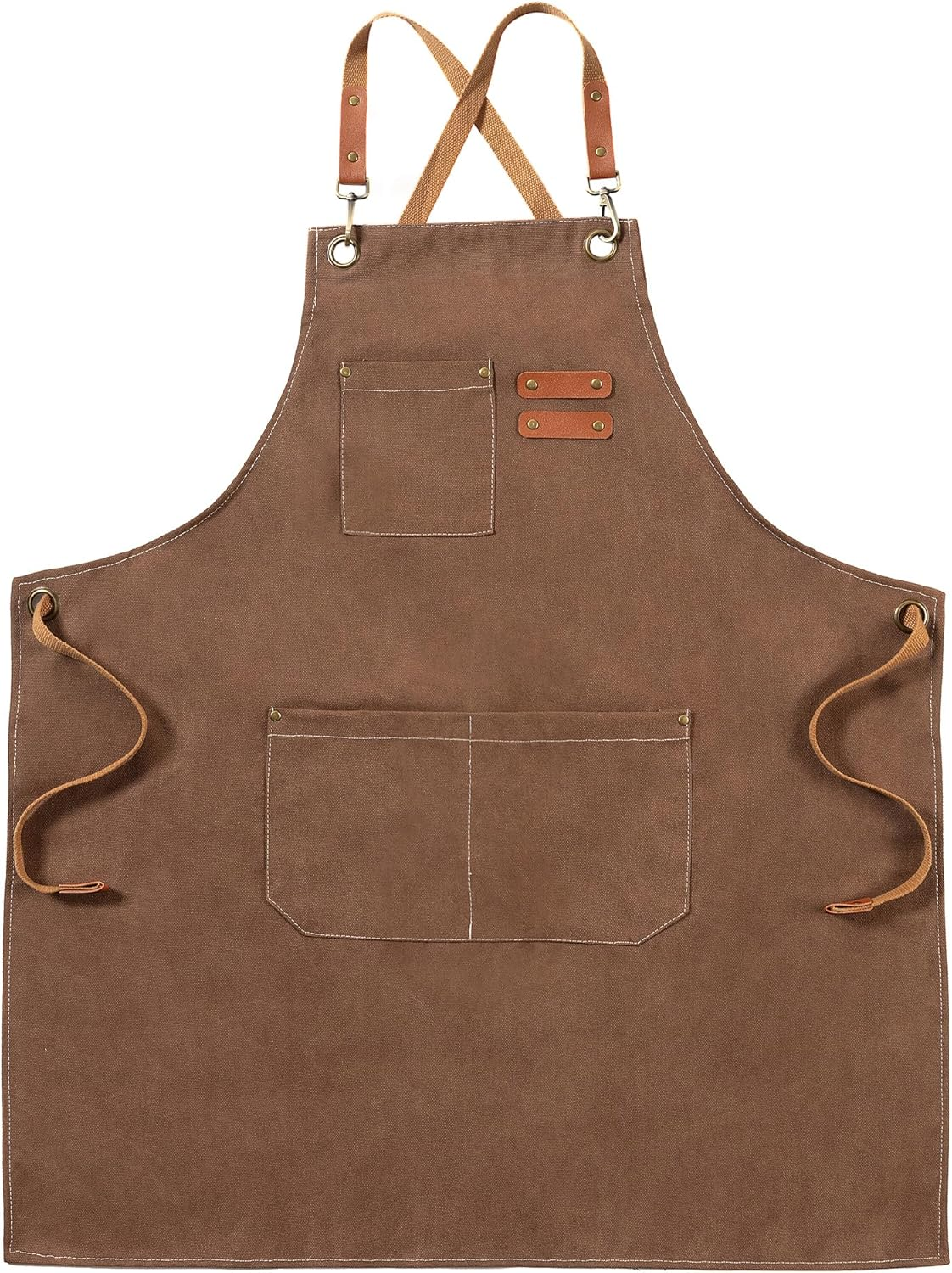 Canvas Aprons, Work Aprons for Men Women, Adjustable Chef Aprons with 3 Pockets, Apron for Servers Kitchen Artist Painting