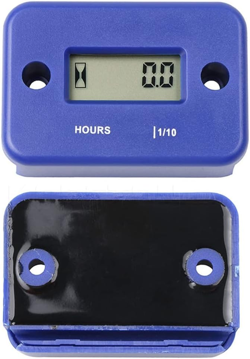 Digital Hour Meter, Waterproof LCD Display Engine Inductive Gauge Timer for Motorcycle, Snowmobile and Mower (Blue) image number 1