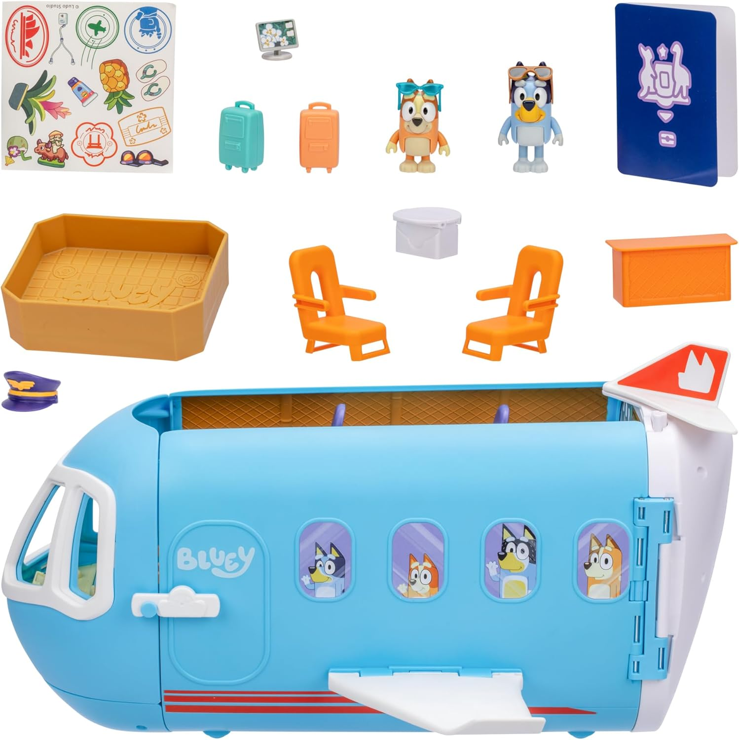 Bluey 3-In-1 Transforming Plane Playset, Transforms from a Plane to a Resort and a Boat! Opens up to Expand Out to a 70Cm Wide Holiday Vacation Resort Playset, over 25 Sounds and Phrases image number 5