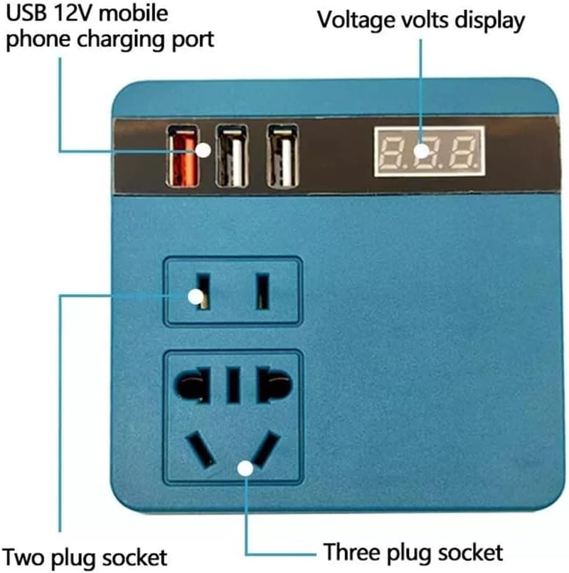 120W Power Inverter for Makita LXT 18V Battery Convert to AC 220-230V W/3 USB