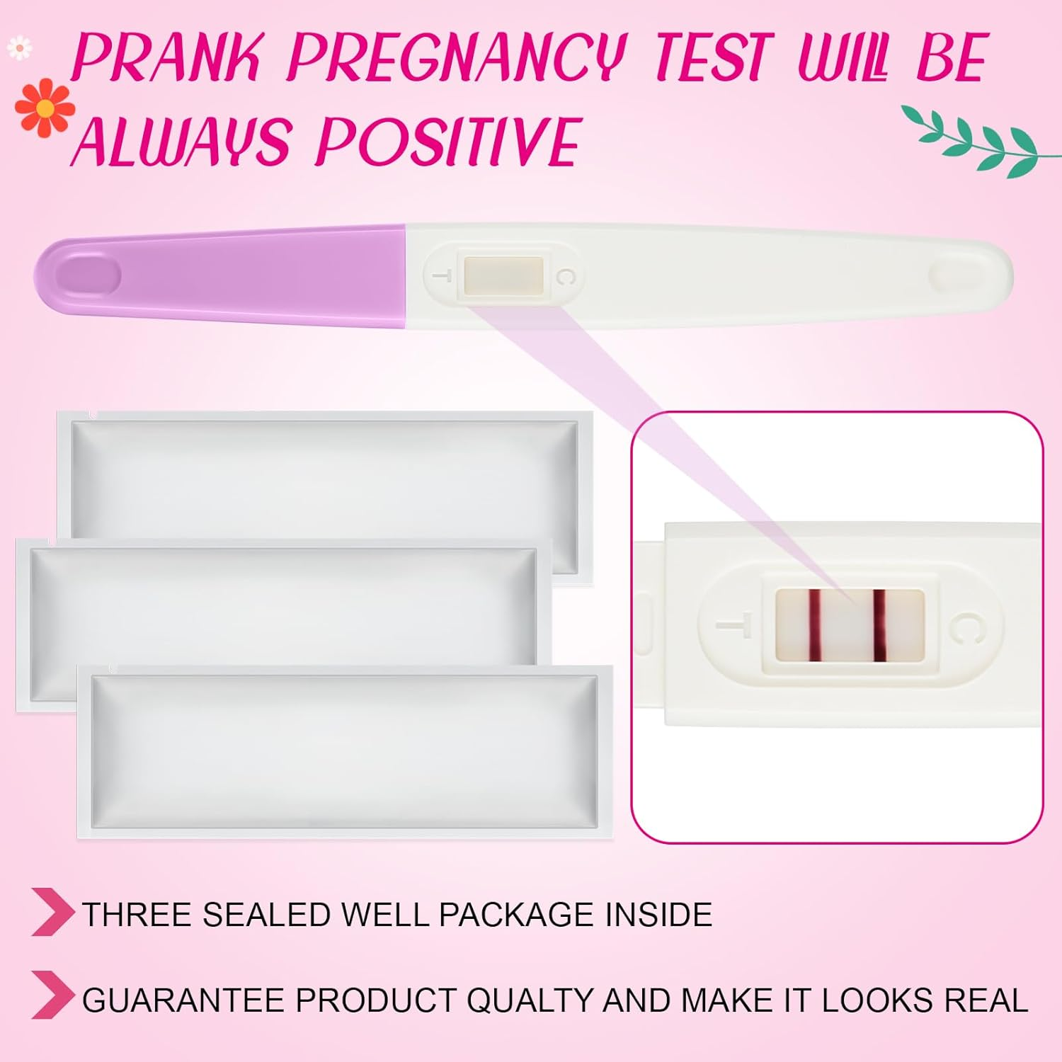 Skylety 3 Pieces Fake Positive Pregnancy Test Prank Fake Early Result Pregnancy Test Always Turns Positive for Practical Joke(Purple) image number 4