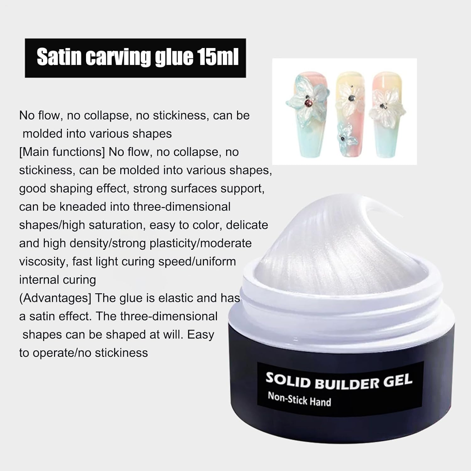 Hard Gel for Nails, Non-Sticky Nail Enhancement Gel for Women, Ideal Beauty Accessory for Everyday Use, Practice, Special Occasions, Weddings, Parties, and Festive Fashion image number 3