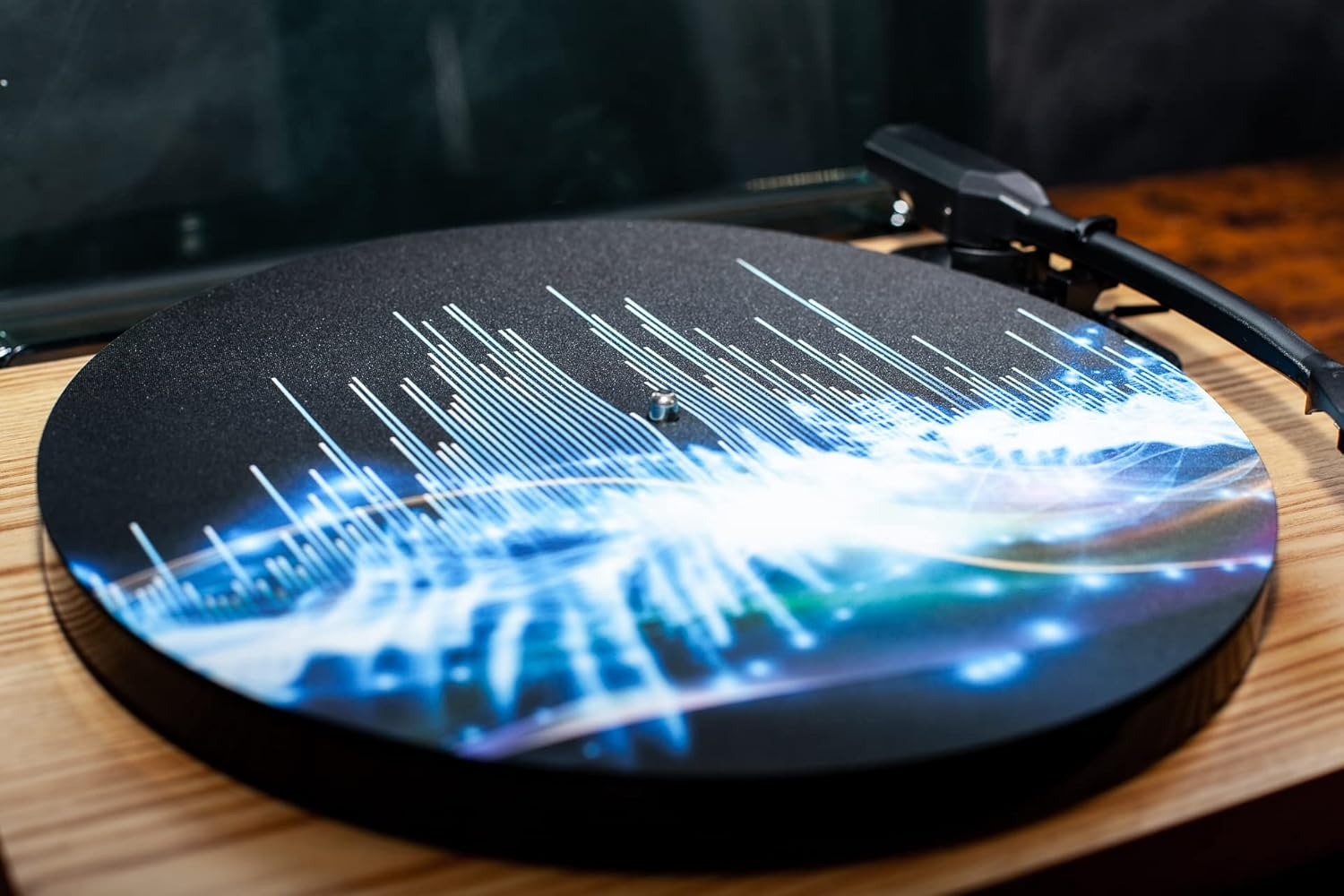 Slipmat - Record Player Mat Made of Rubber Waves of Sound - Mat for Gramophone 30.5 Cm (12 Inches) image number 1