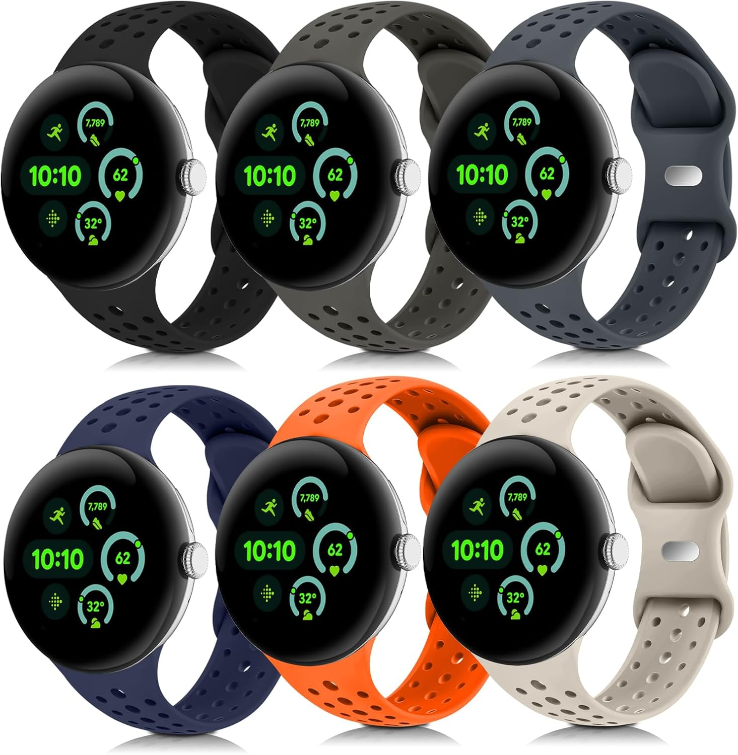 HAYONLIY Sport Bands Compatible for Google Pixel Watch 4/3/2/1 41Mm 45Mm, Breathable Wristband Replacement Soft Silicone Strap for Women Men