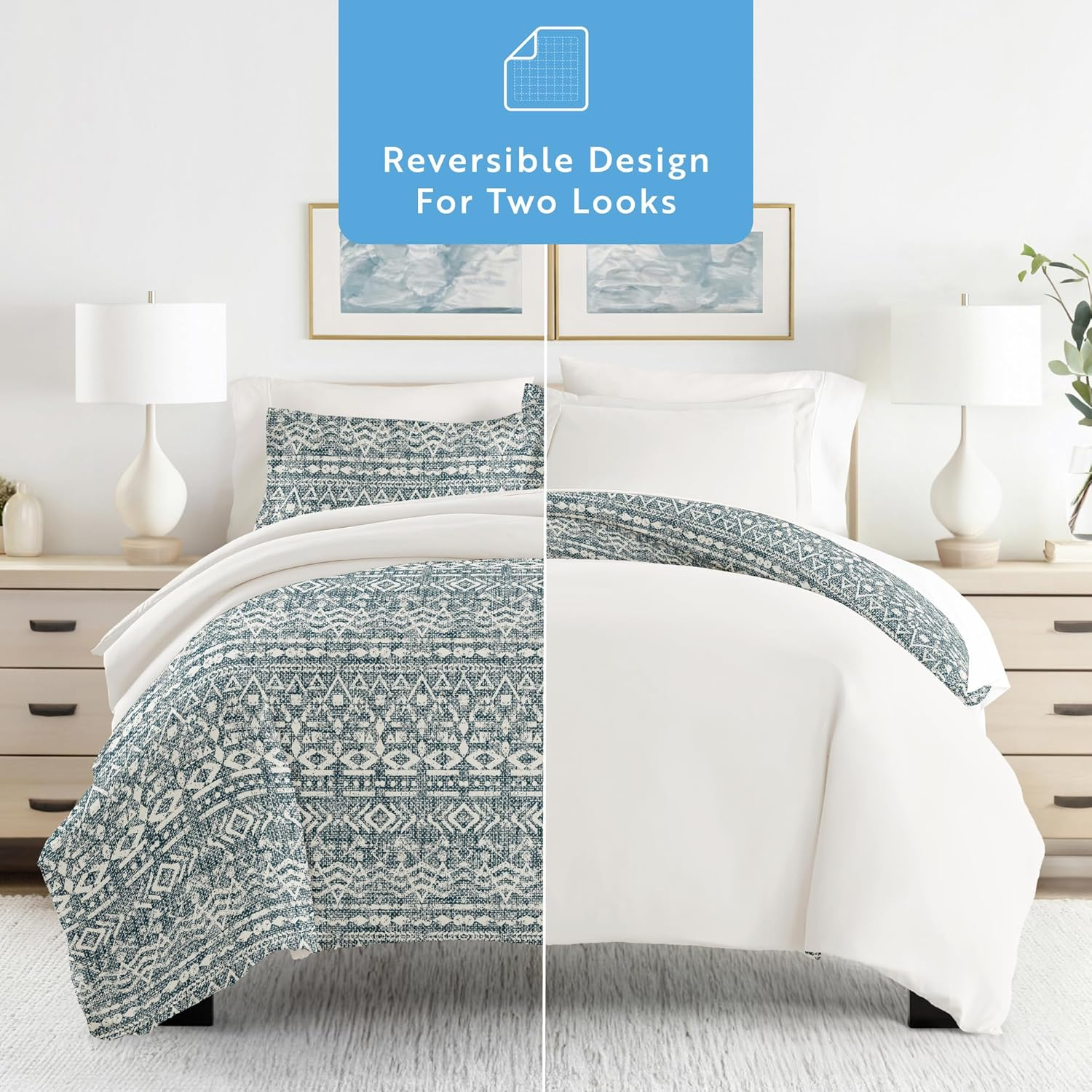 Linen Market Duvet Cover Queen (Navy) - Experience Hotel-Like Comfort with Unparalleled Softness, Exquisite Prints & Solid Colors for a Dreamy Bedroom - Queen Duvet Cover Set with 2 Pillow Shams image number 5