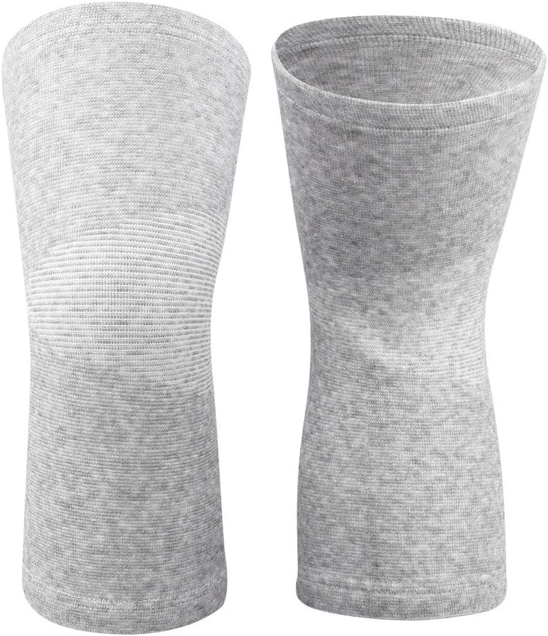 Knee Protector 1 Pair Elastic Knee Pads, Bamboo Carbon Fiber Knee Pads for Men, for Warm Keeper Knees Sleeve Protector(Gray, L)