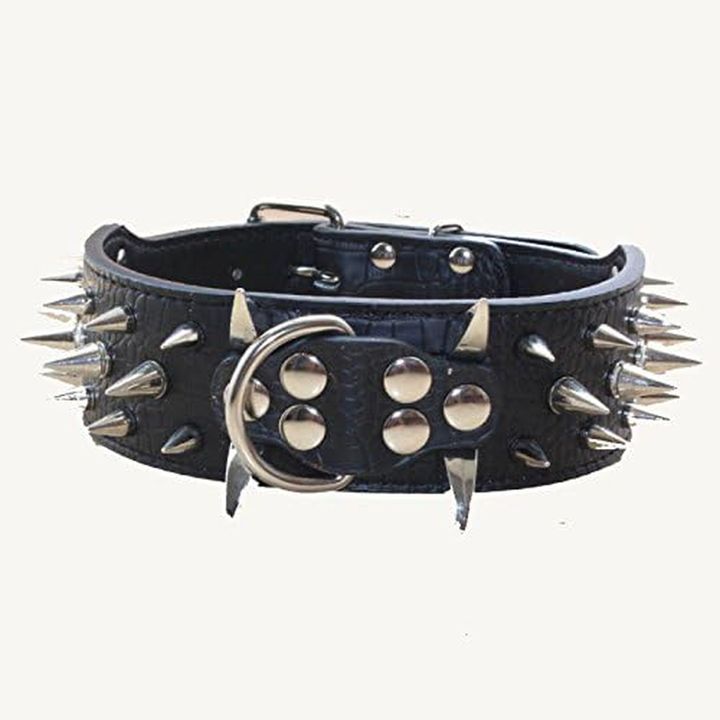 Haoyueer Sharp Studded Leather Dog Collars Medium Large Dog Harness Matching Set for Pit Bull Mastiff Boxer Bull Terrier (M, Black) image number 6