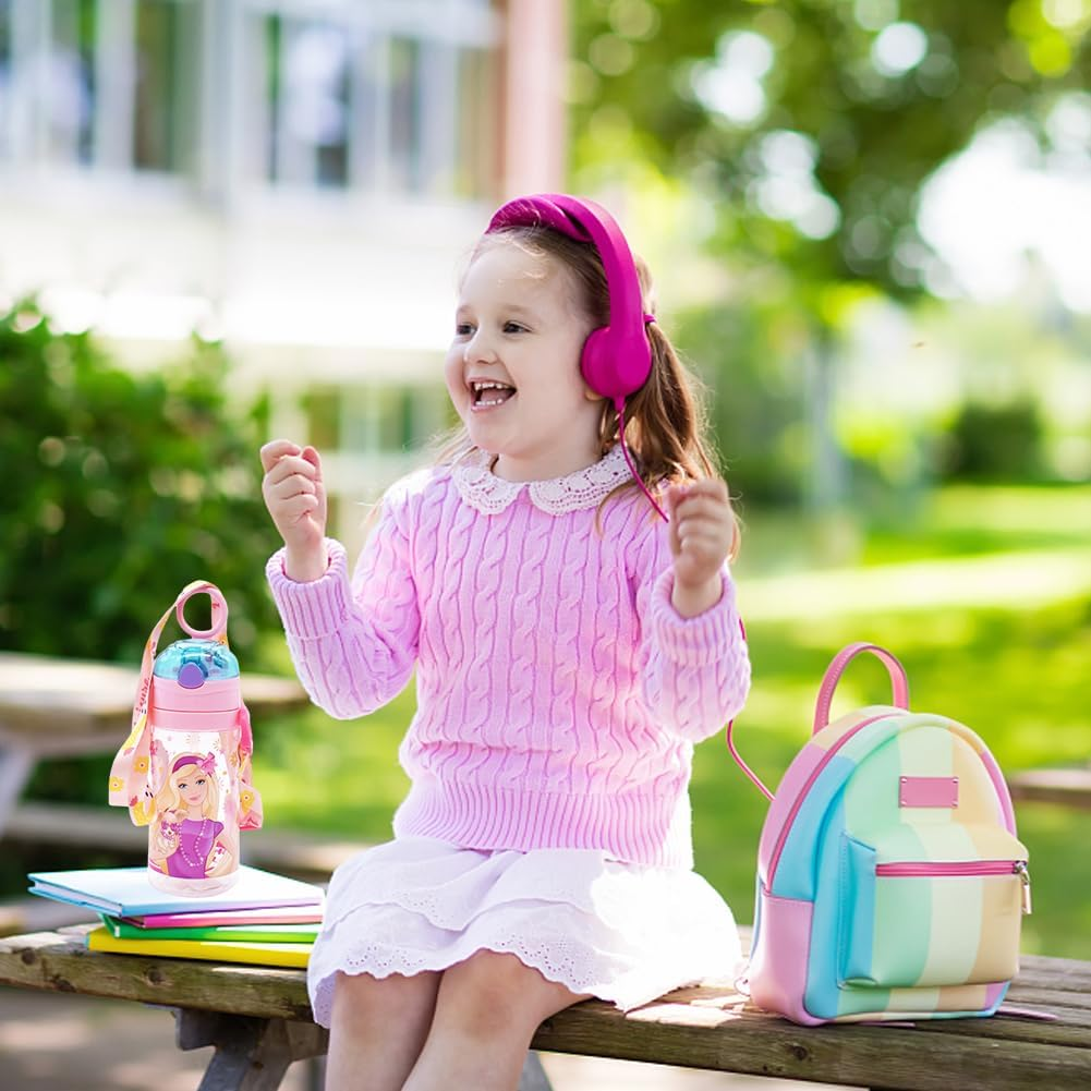 PLNVNVP Barbi Children'S Water Bottle, Barbi Water Bottle with Straw, Water Bottle for Girls and Boys for School, Travel and Outdoor Sports, 520 Ml, Purple image number 6