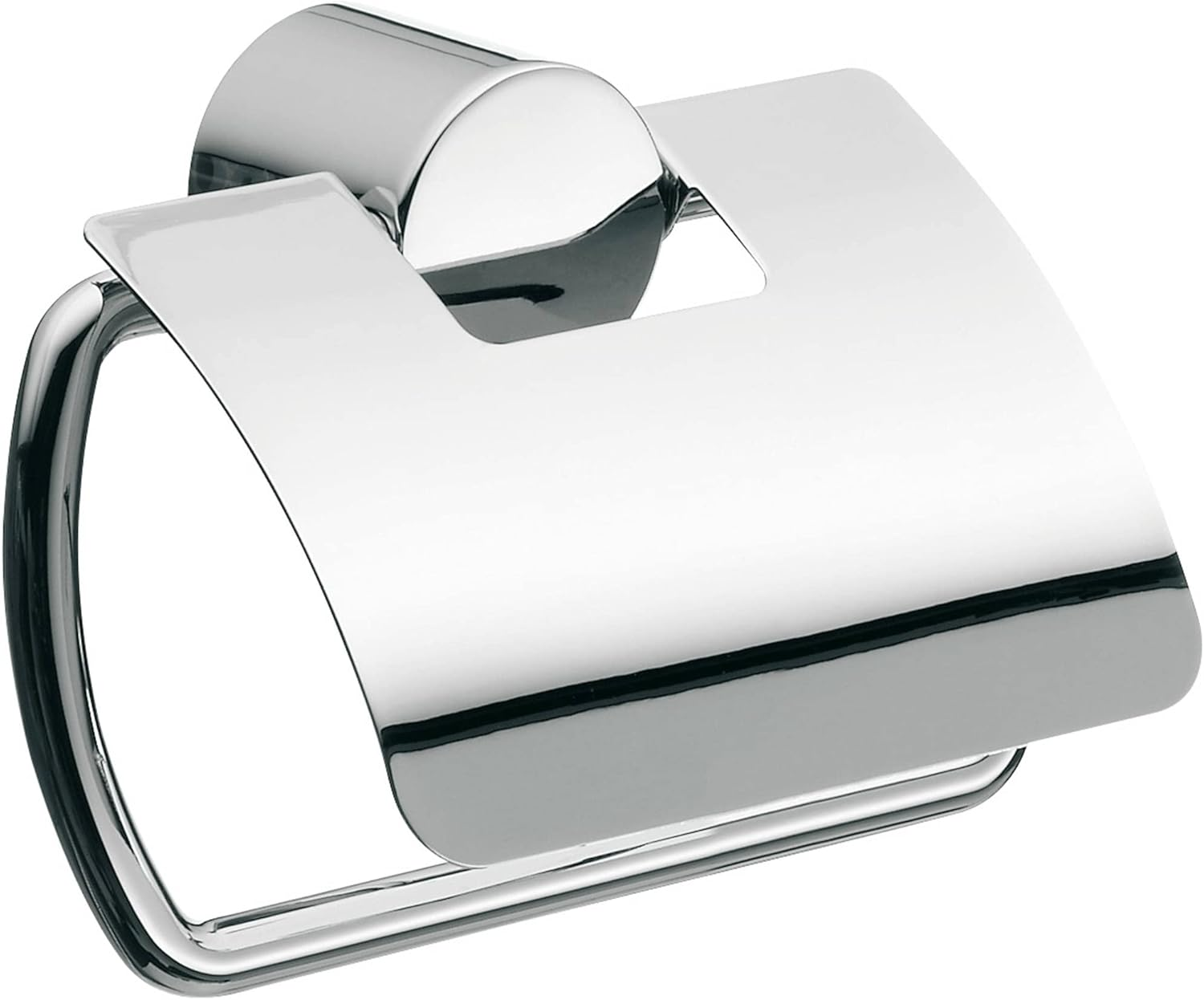EMCO Rondo 450000100 Toilet Roll Holder Chrome with Lid Roll Holder Wall Mounted Set of 2 image number 1