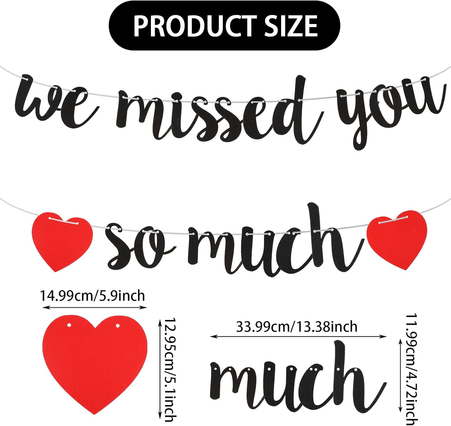 Welcome Home Banner - We Missed You so Much - Decorations for Family Reunion, Friends Back, Military, Graduation, Happy Friendsgiving Sign (Black) image number 5