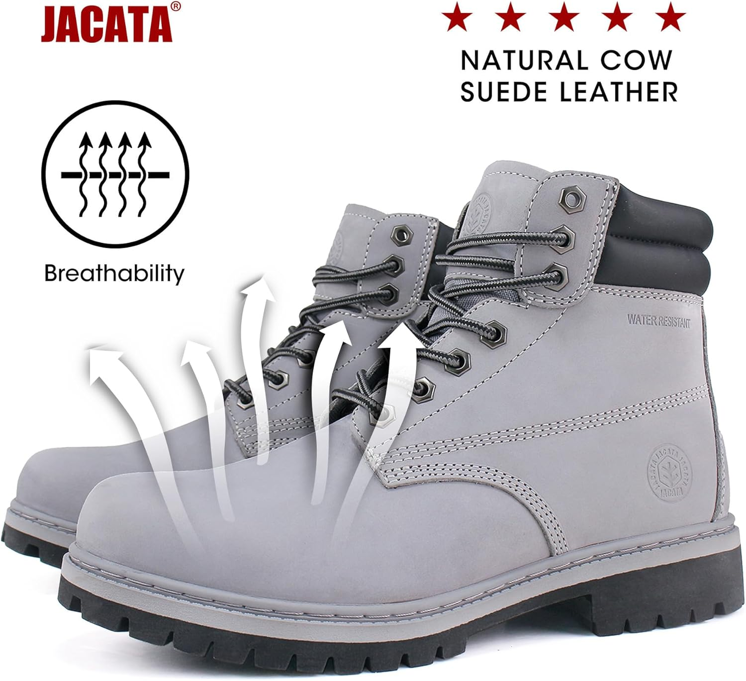 Jacata Men'S Water Resistant Leather Work Boot Rubber Sole Construction Oil Resistant Utility Industrial Boots image number 6