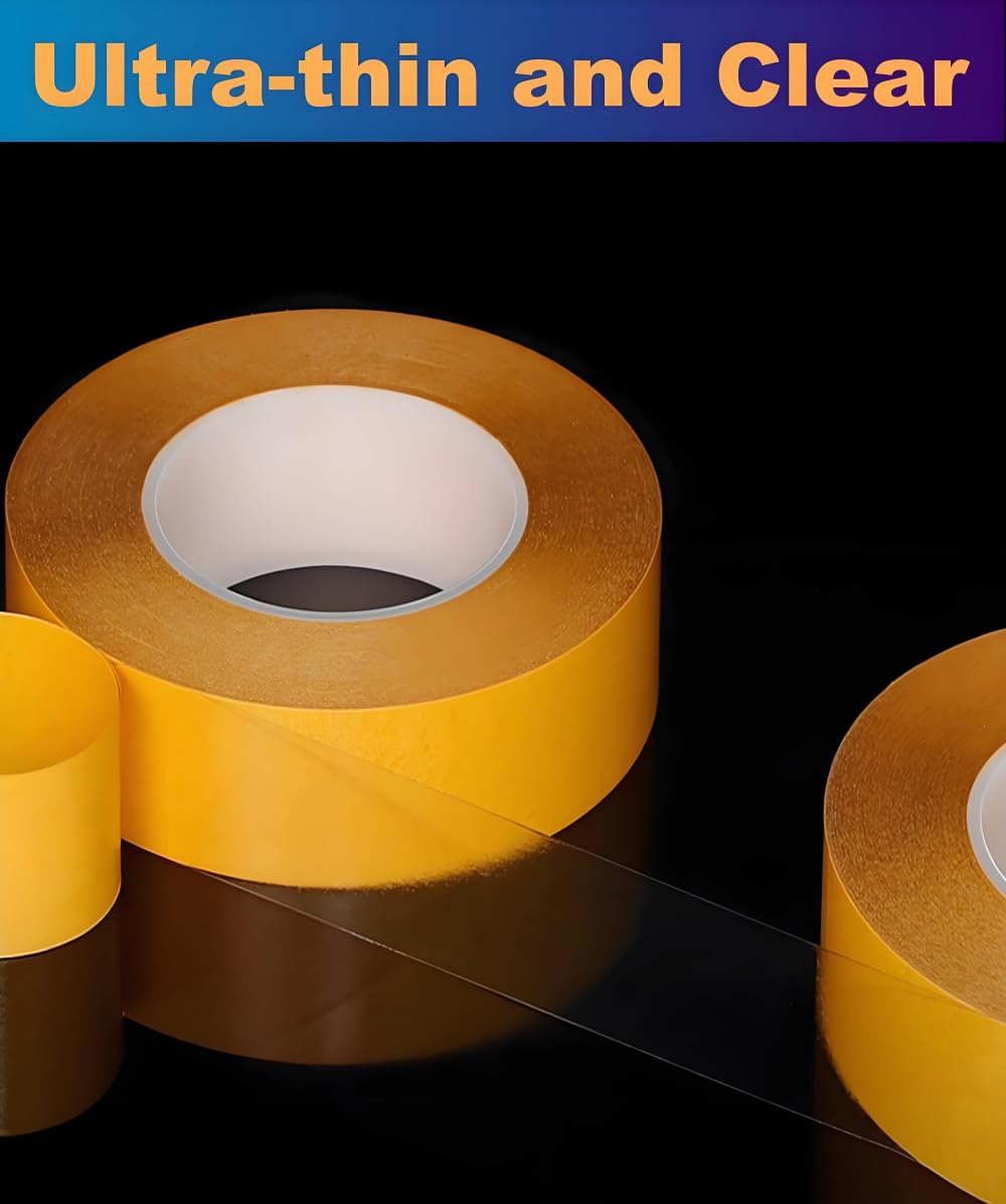 Thin Double-Sided Tape 2-Inch X 50 Feet Super Strong Sticky Woodworking Tape with Acrylic Transparent Adhesive, for Arts & Crafts, anti Cat Scratch, Fixed Carpet, Paste Photos, Wall D&eacute;cor image number 3