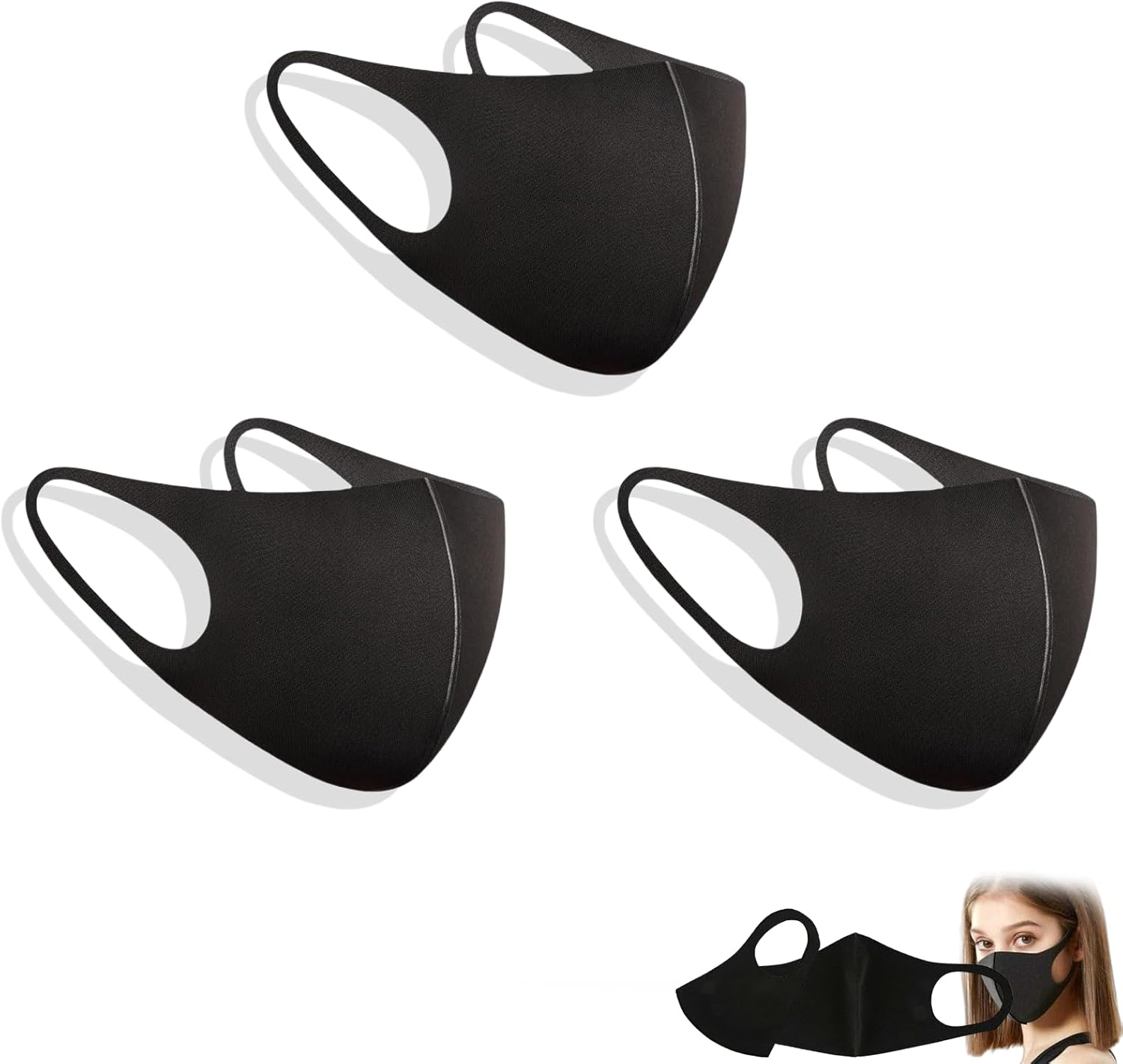 Jeyzuroa 3-Pack Washable Reusable Face Masks for Men & Women - Breathable Fabric Mask image number 4