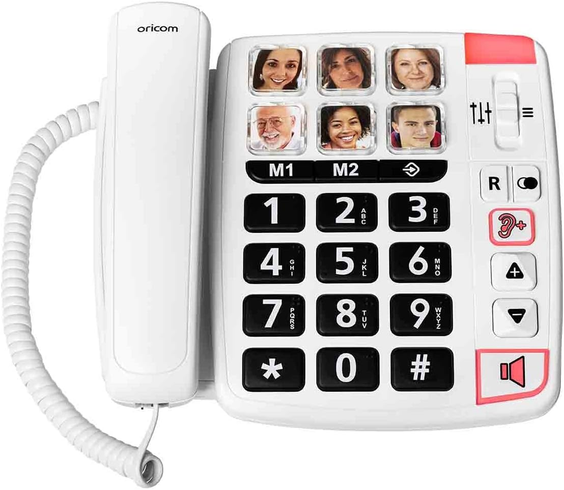 Oricom CARE80S Big Button Amplified Corded Speakerphone with Picture Dialling - Large Photo Buttons, Memory, Phone for Elderly with Visual and Hearing Impaired, Hearing Aid and T-Coil Compatible, Telephone image number 1