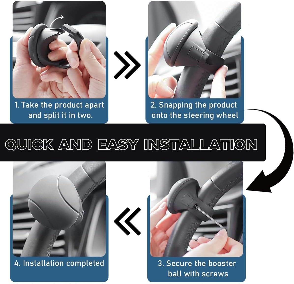 Car Steering Wheel Knob, Non-Slip Silicone Steering Wheel Spinner Knob, 360&deg; Rotatable Steering Wheel Aids Power Handles, Universal Interior Decor Car Accessories image number 4