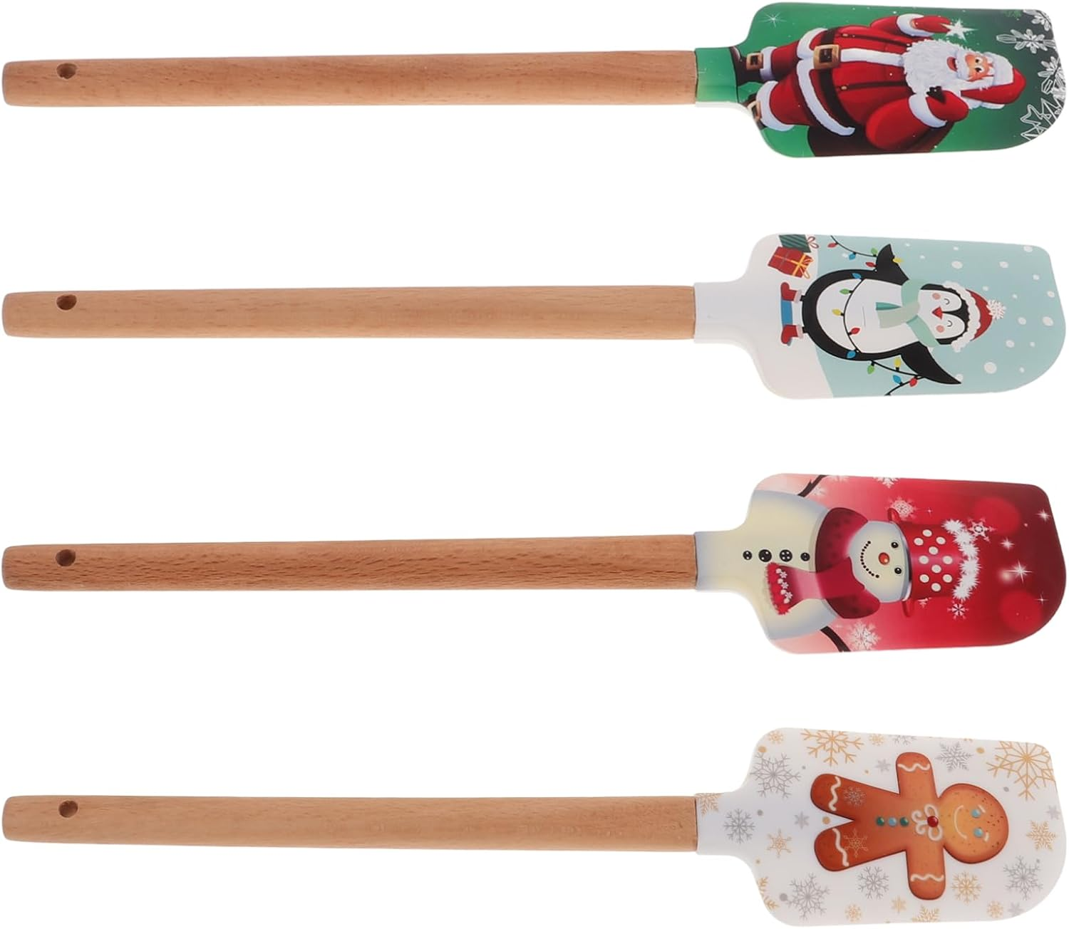 Ciieeo 4Pcs Christmas Silicone Spatula Baking Tools Cake Spatula Silicone Scraper Spreader for Kitchen Baking image number 1