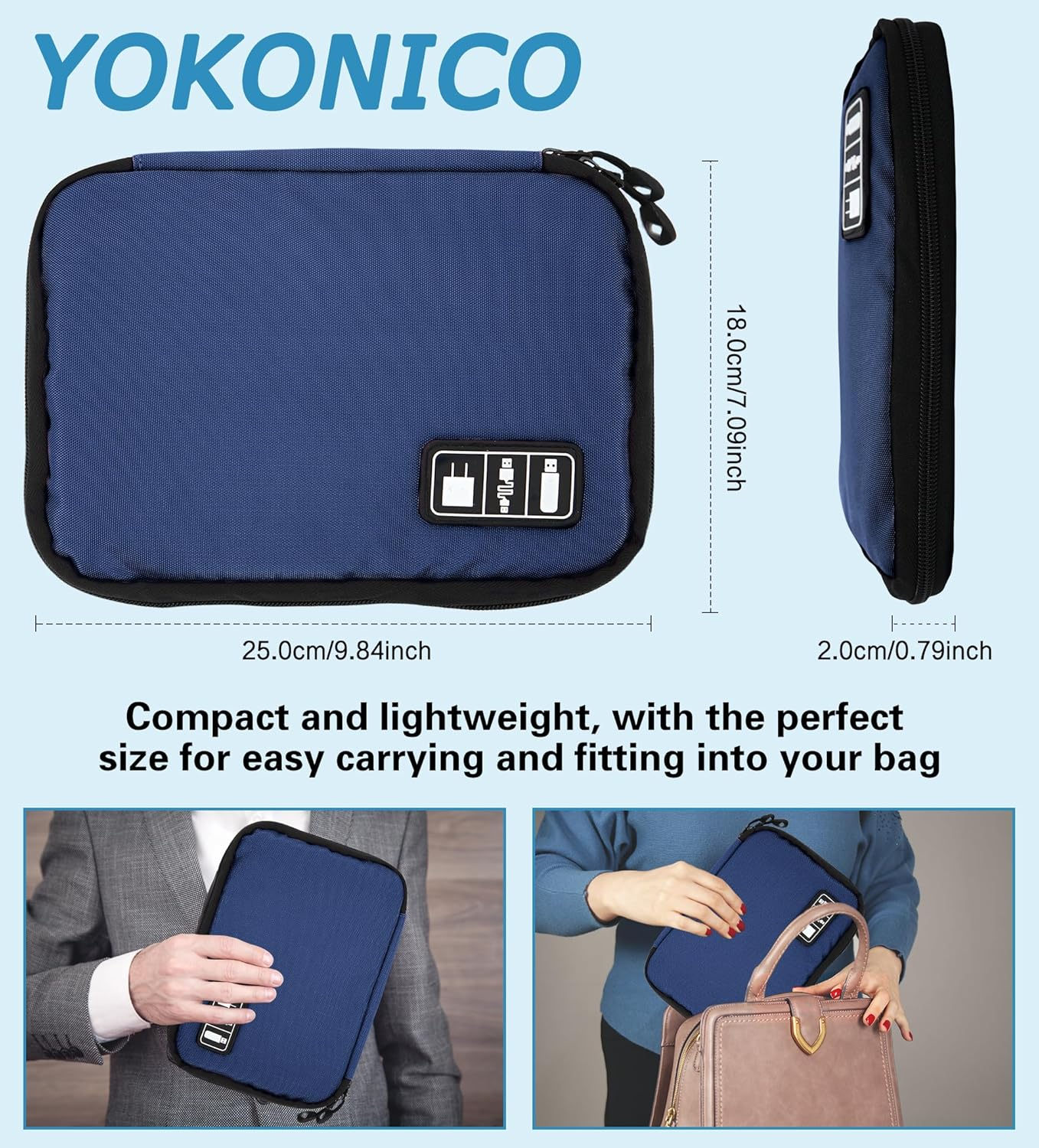YOKONICO Electronics Organizer Bag, Cord Organizer Travel, Portable Tech Bag, Travel Cable Case, Travel Essentials for Cord/Charger/Tech Storage/Power Bank/Earphone/Usb/Sd/Electronic Accessories image number 4