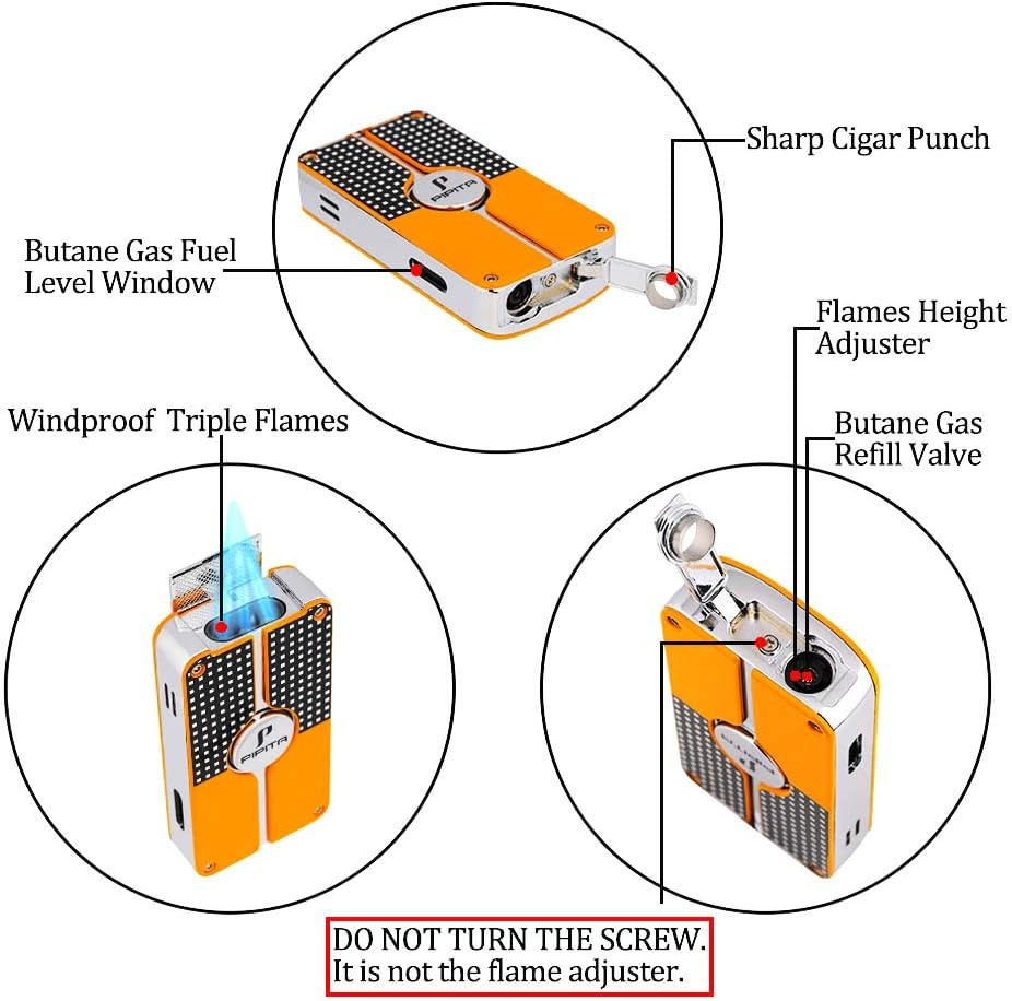PIPITA Refillable Torch Lighter, Butane Gas Jet Flame Lighter with Punch, Windproof Adjustable Blue Flame Metal Lighter for Kitchen,Outdoor,Gifts(Without Butane Gas) image number 5