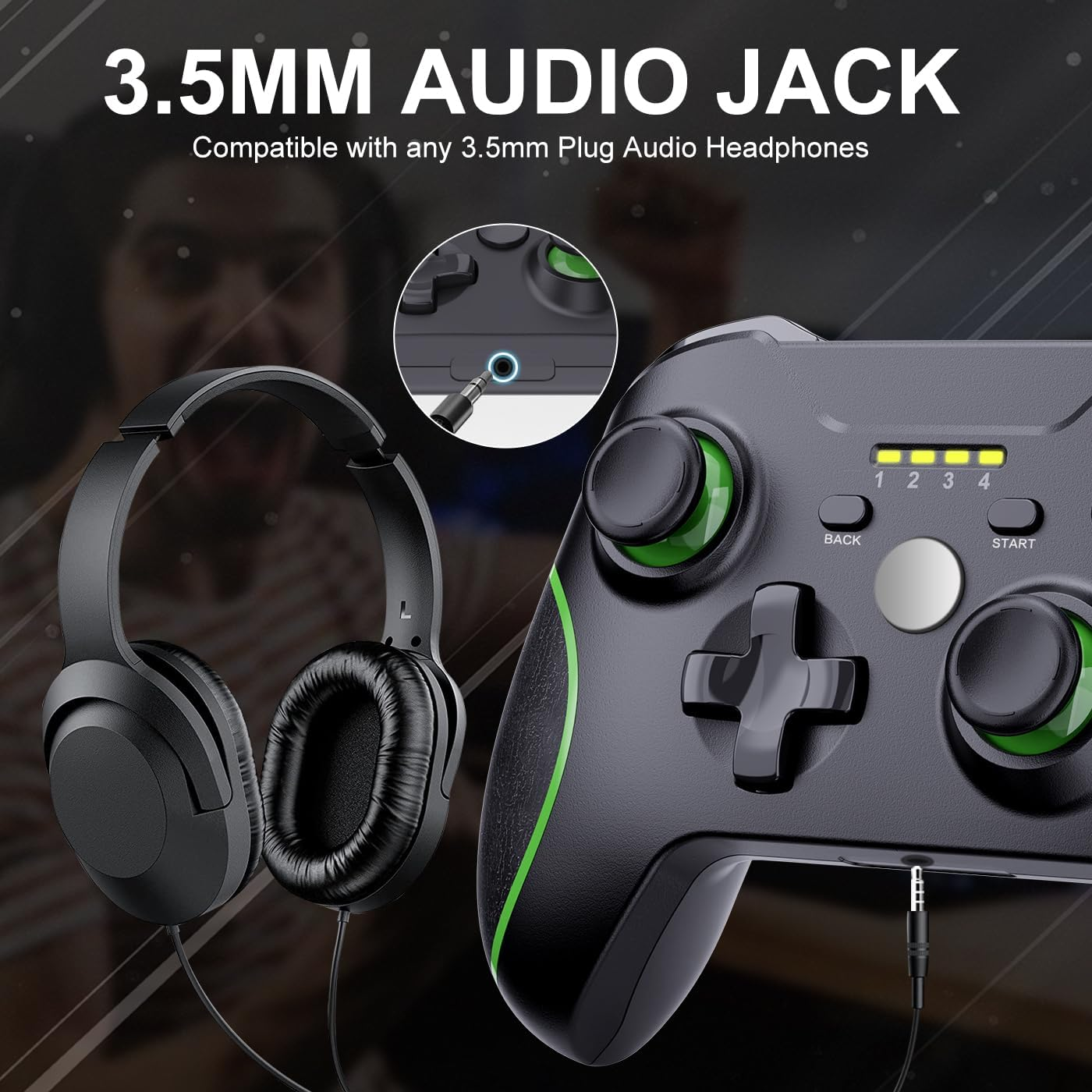 Xbox One Controller,2.4Ghz Wireless Xbox Controller with 3.5Mm Headphone Audio Jack Xbox Controller for Xbox One X/S Xbox Series X/S,Black image number 4