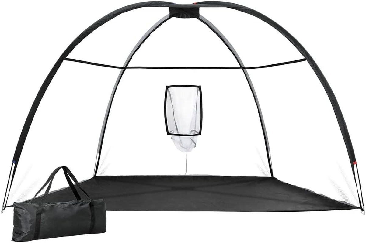 Everfit Golf Net, 3.5M Wide Practice Driving Nets Cage Impact Screen Hitting Training Sports Netting Backyard Indoor Outdoor Camping Equipment, with 210D Carry Bag Large Target Pocket Mat Black
