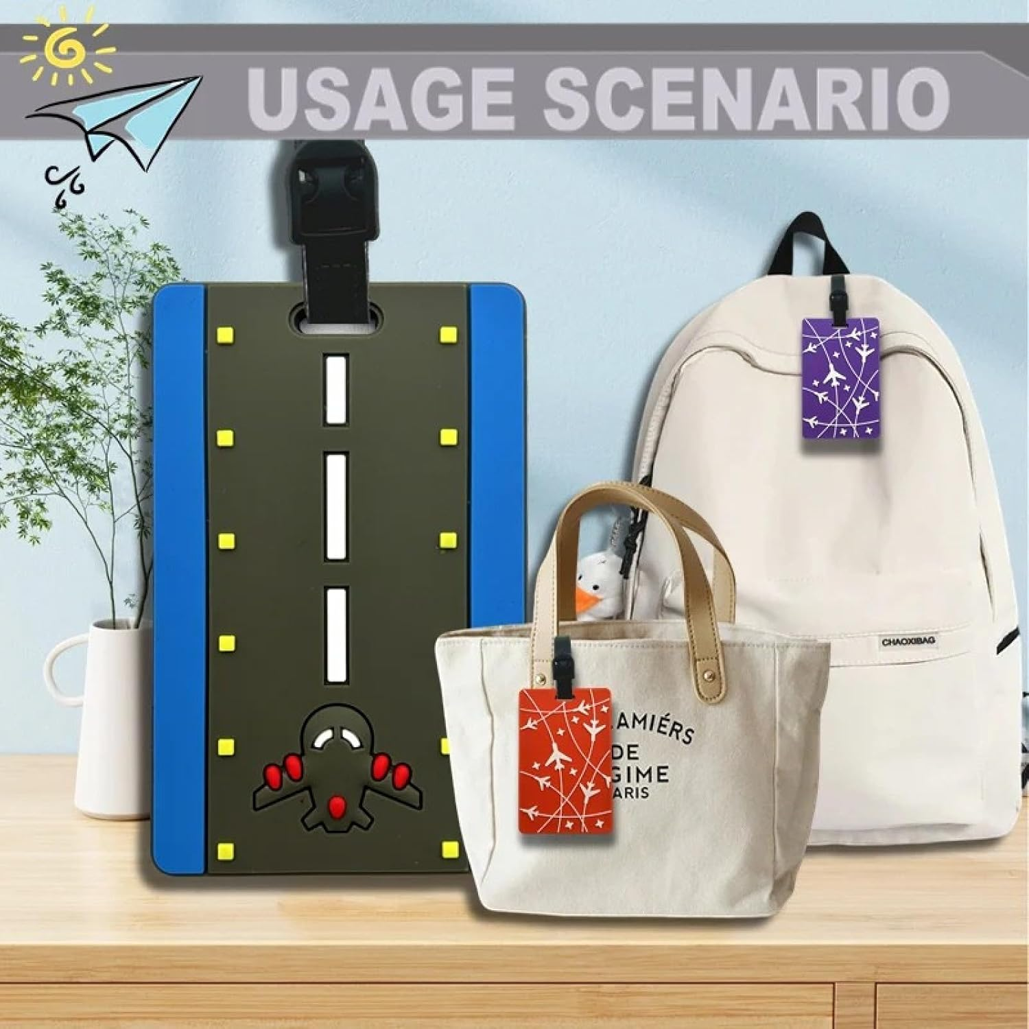 6 PCS Creative PVC Soft Rubber Luggage Tags Boarding Pass Identification Tags Multifunctional Travel Tags