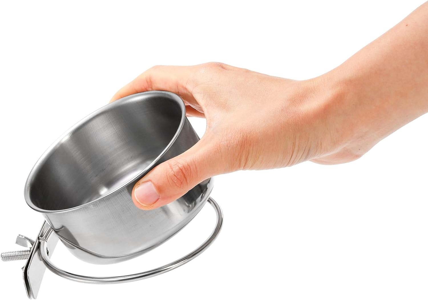 Okllen 4 Pack Bird Feeding Dish Cups, Detachable Stainless Steel Bird Food Bowls with Clamp, Bird Cage Feeder Hanging Pet Bowl for Chinchilla Parrot Cockatiel Conure Budgies Parakeet Small Animal image number 4