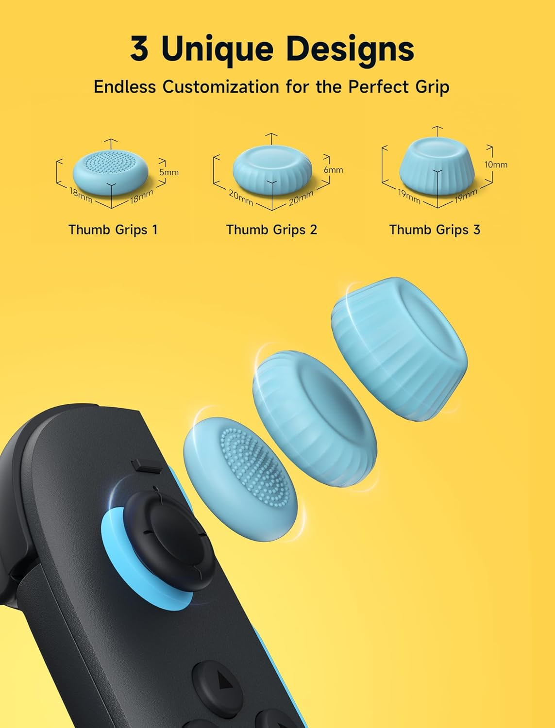 JSAUX Thumb Grips Designed for Nintendo Switch 2 (2025), Switch Thumb Grip Caps, Ergonomic Design, Enhanced Grip, Comfortable & Durable, Joycon Grip Button Stick Cover - Blue and Orange, 3Pairs (6Pcs) image number 1