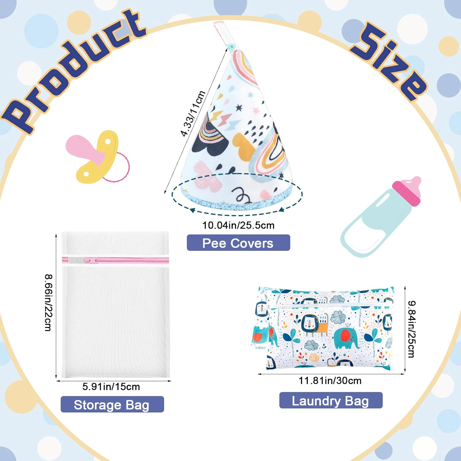 10 Pcs Coral Velvet Peepeeteepe Baby Boy with Storage Bag & Laundry Bag, Strong Water Absorption Pee Peep Teepee for Baby Boy, Reusable Pee Covers for New Parents Gift image number 5