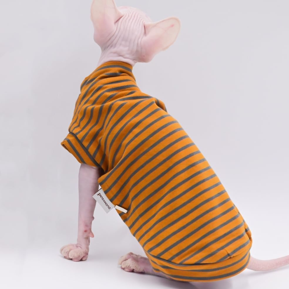 Cotton Sphynx Cat Clothes Spring and Summer Thin High Elasticity Devon Rex, Konish Clothes Hairless Cat Clothes Cat Apparel for Small Cats and Dogs (Brown, Xx-Large)