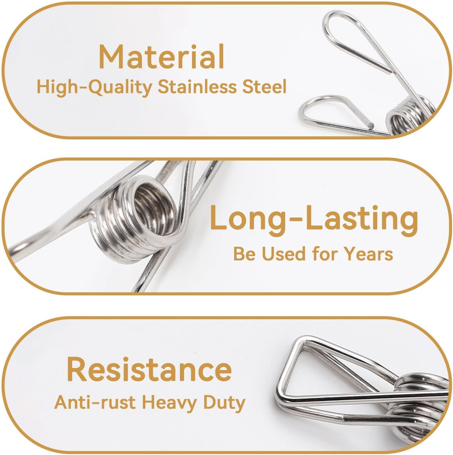 60 Pack 2.36" Stainless Steel Silver Clothes Pegs Wire Clothes Pins Heavy Duty Clothes Pin Clips for Laundry Home Kitchen Outdoor Travel Office image number 6