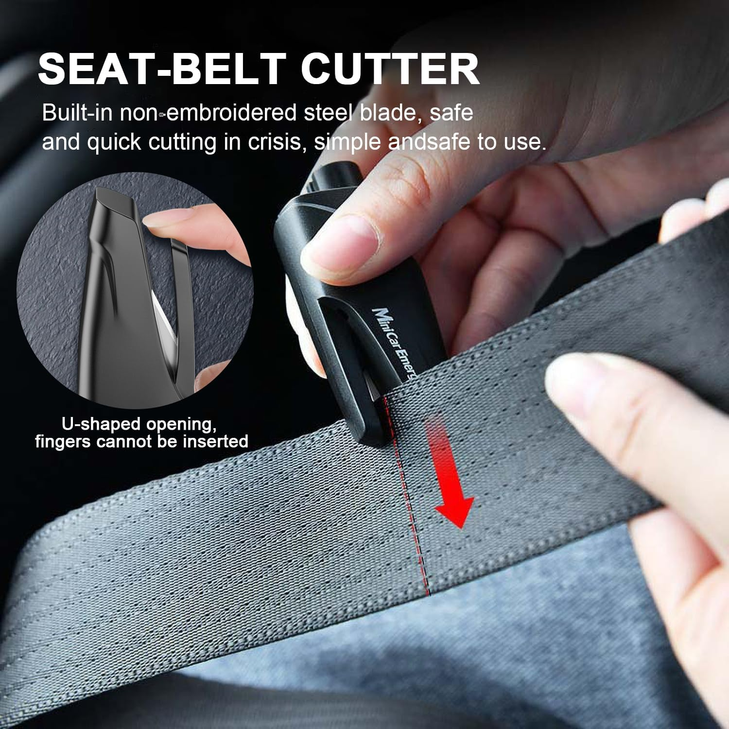 Car Escape Rescue Tool,4 Pack Car Window Breaker and Seat Belt Cutter,Emergency Key Chain Car Escape Tool,With Glass Breaker Seat Belt Cutter image number 5