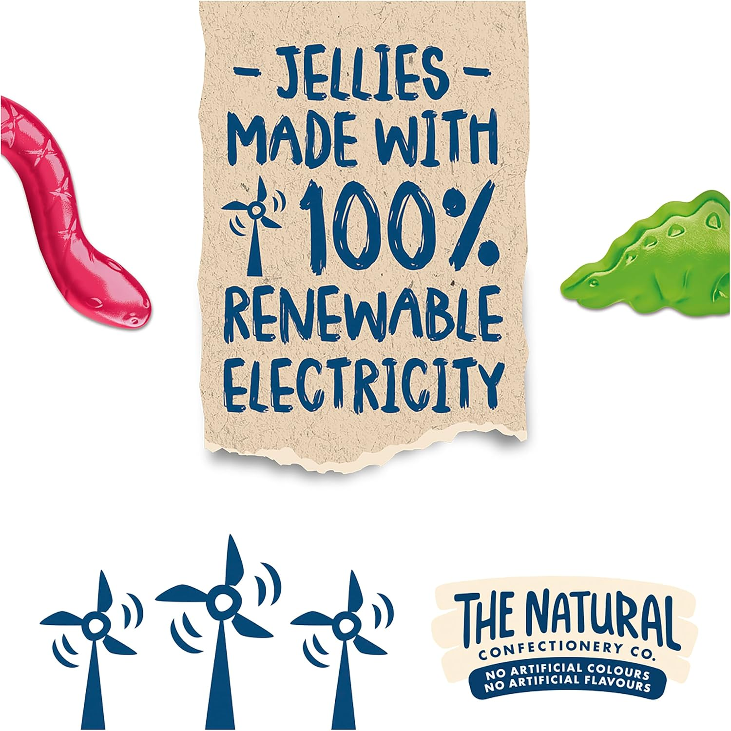 The Natural Confectionery Co. Sour Squirms Lollies 400G image number 3