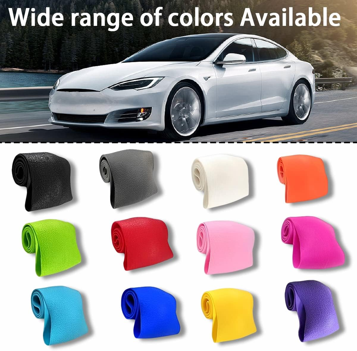 AICEL Car Silicone Steering Wheel Cover, Soft Anti-Slip Auto Steering Wheel Protector Fit 14 Inch, Universal Vehicle Interior Accessories for Cars, Suvs, Trucks, and Vans (White) image number 3