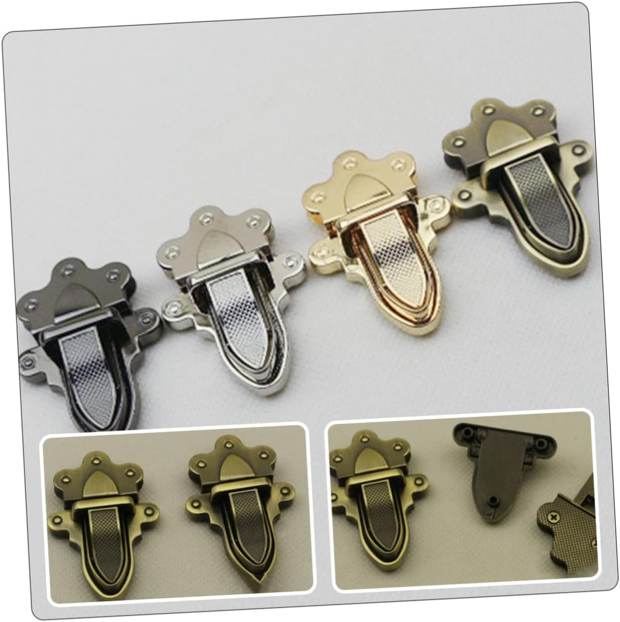 OATIPHO 4Pcs Metal Bag Closure Press Locks DIY Handbag Lock Accessories for Shoulder Bags Travel Purse Repair Replacement in Silver - Silver image number 7